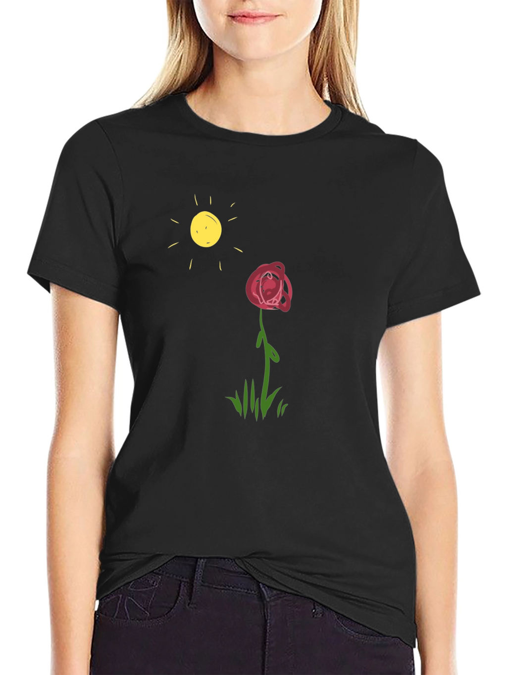 Rose & Sun Graphic Black T-Shirt