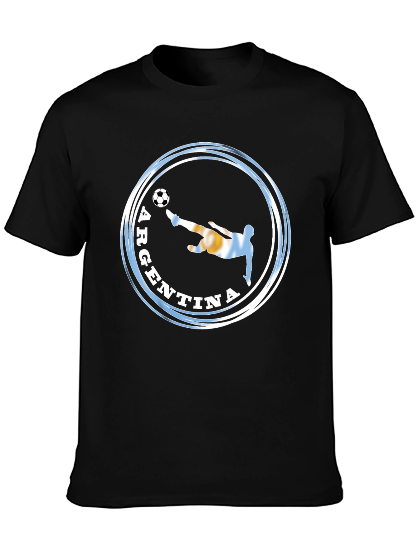 Argentina Soccer Graphic T-Shirt - Black Cotton Tee