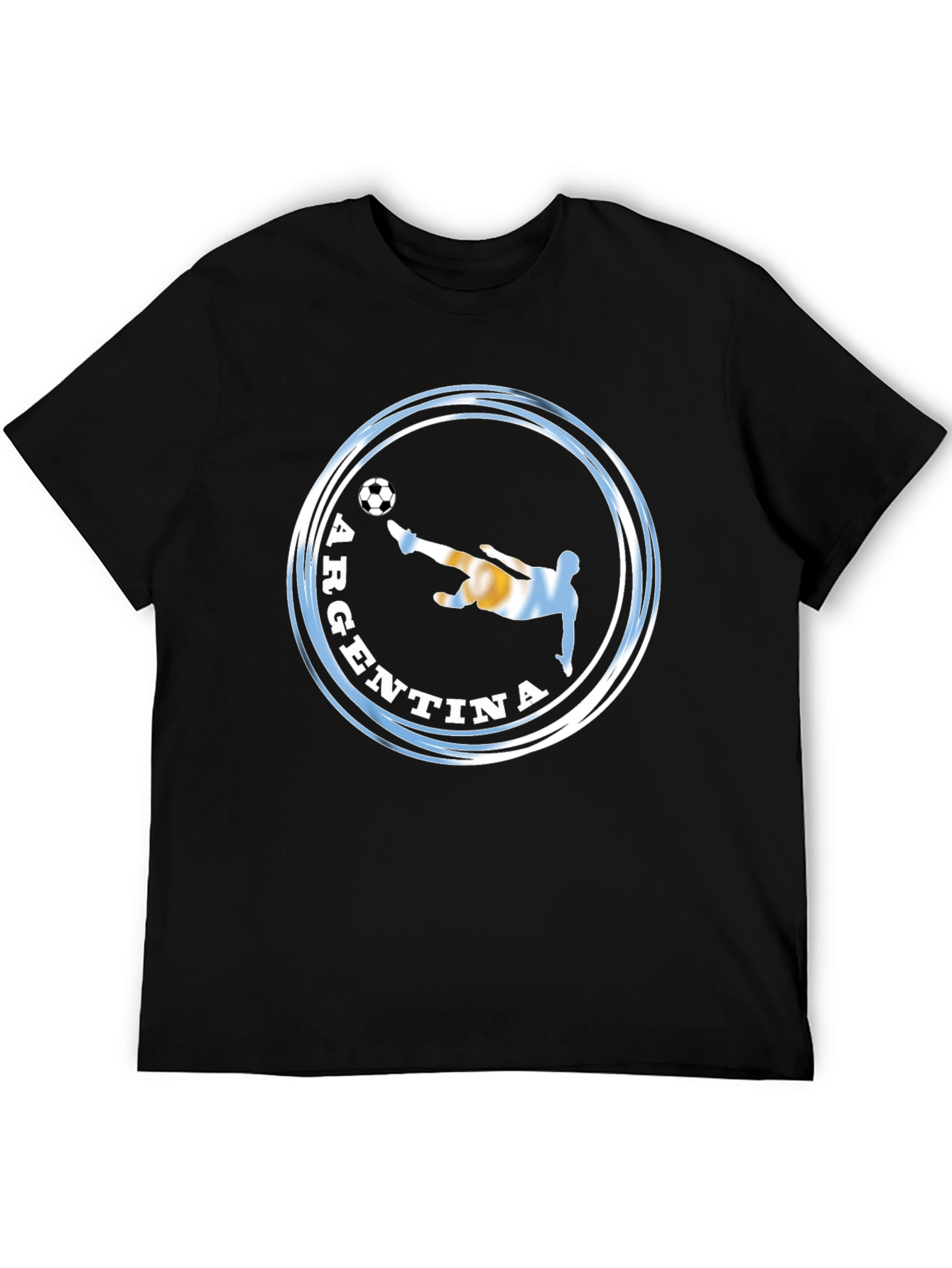 Argentina Soccer Graphic T-Shirt - Black Cotton Tee