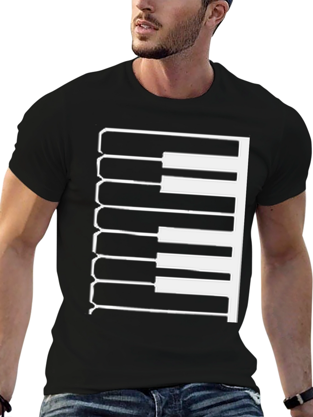 Piano Keys Graphic T-Shirt - Black