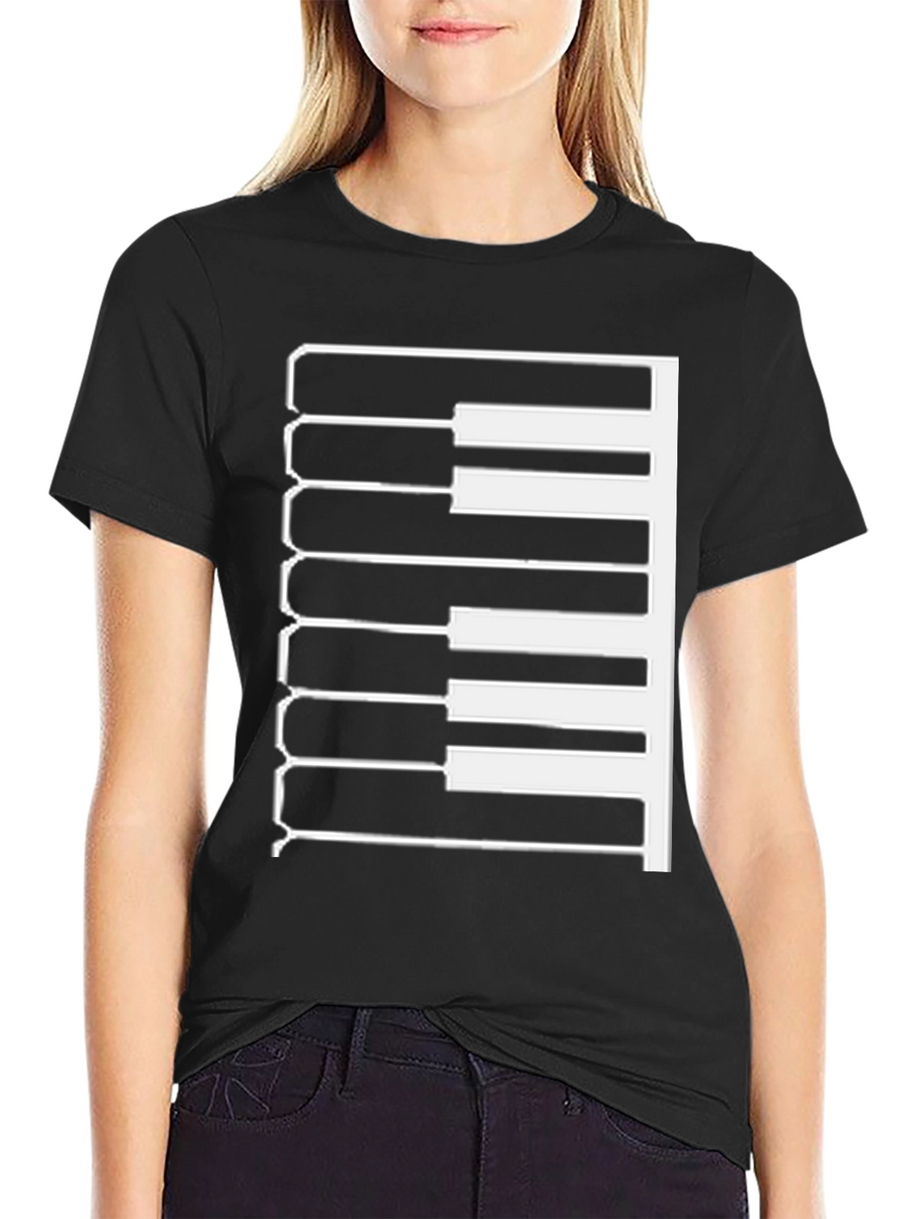 Piano Keys Graphic T-Shirt - Black