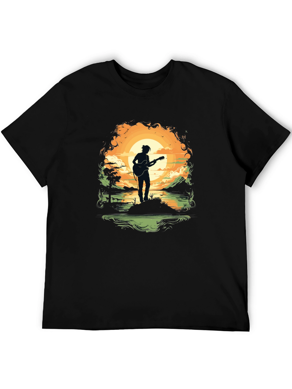 Silhouette Guitarist Sunset Tee
