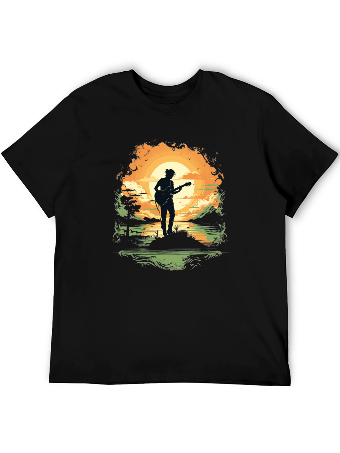 Silhouette Guitarist Sunset Tee