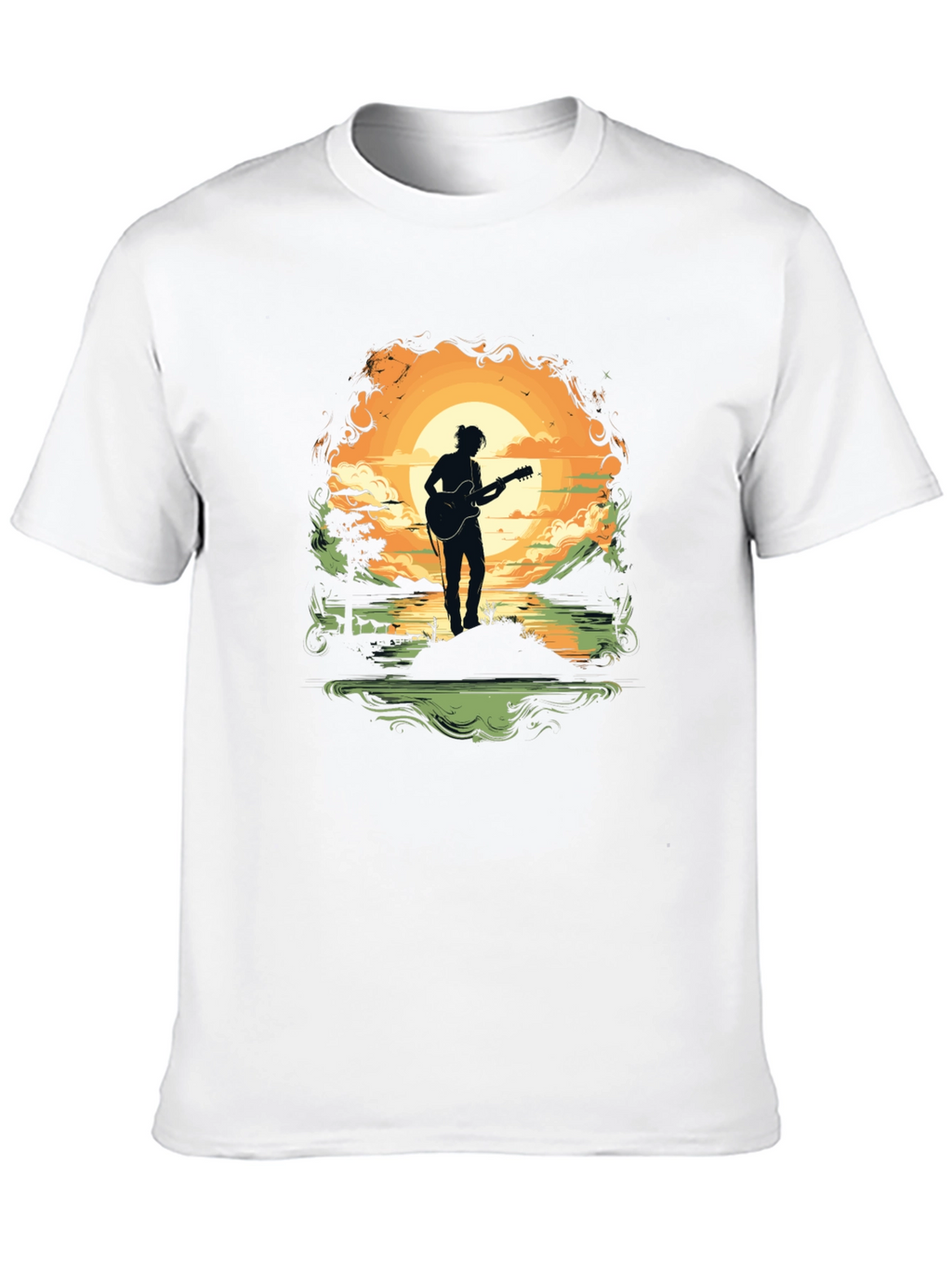 Silhouette Guitarist Sunset Tee