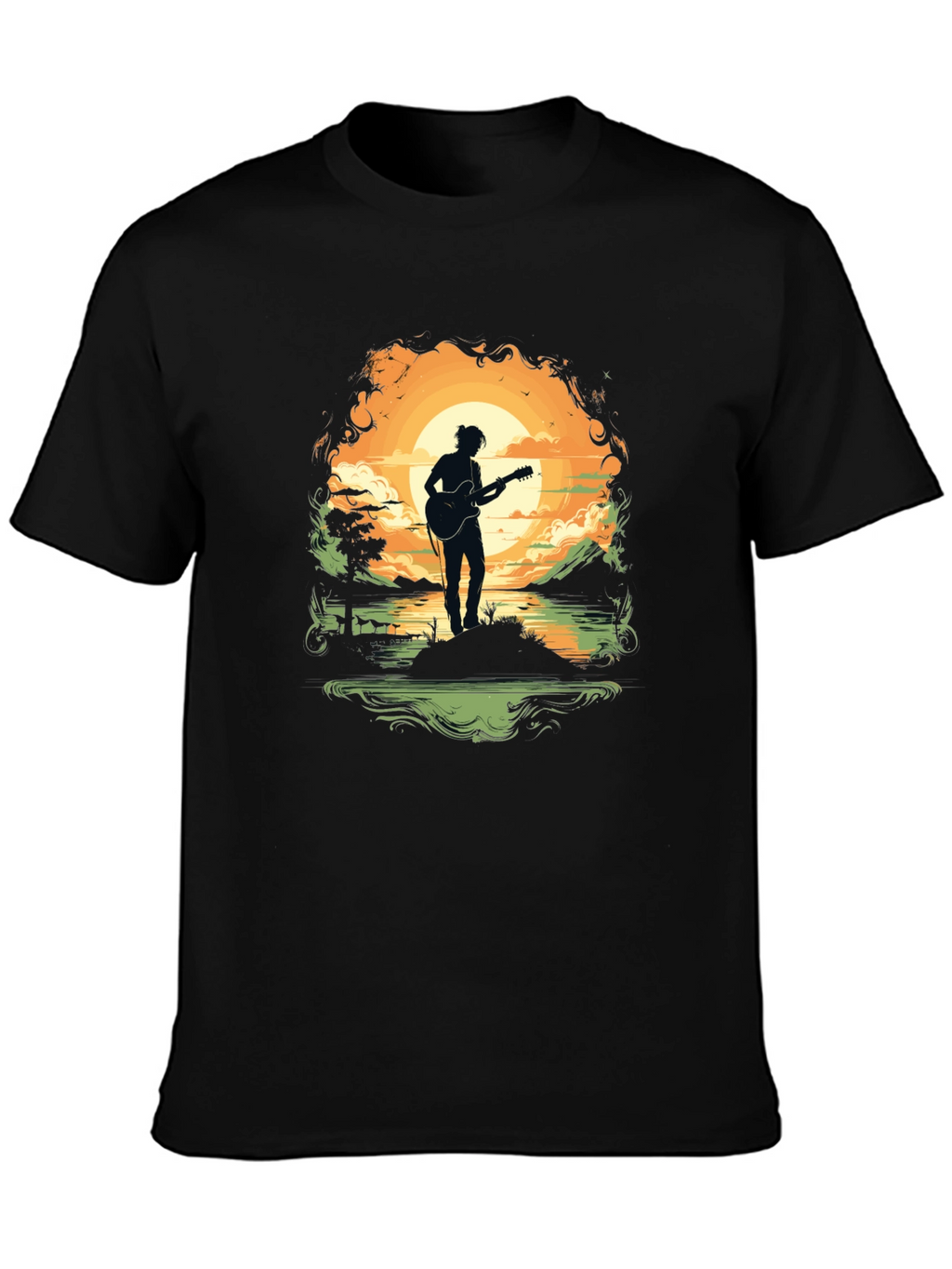 Silhouette Guitarist Sunset Tee