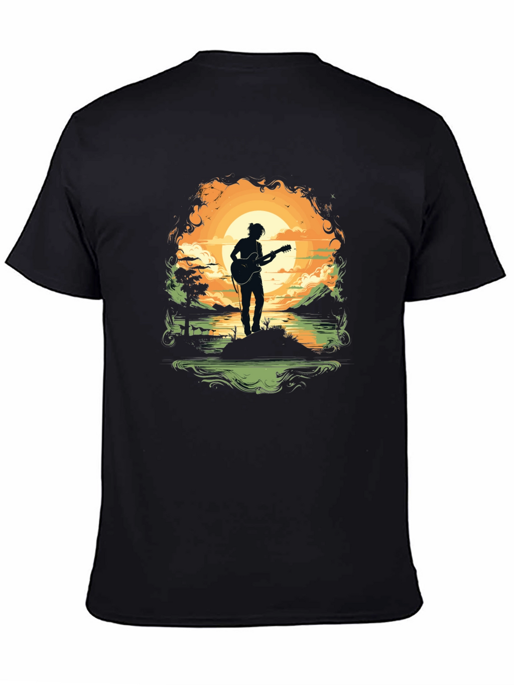 Silhouette Guitarist Sunset Tee