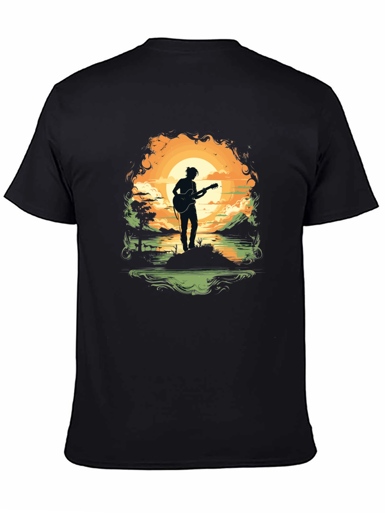 Silhouette Guitarist Sunset Tee