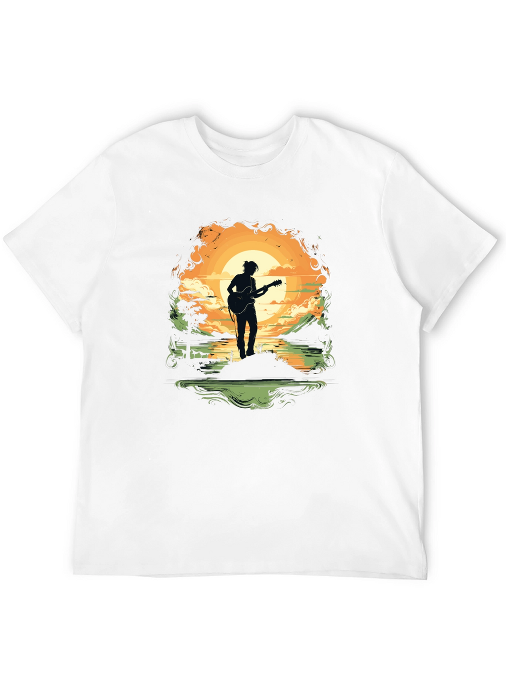 Silhouette Guitarist Sunset Tee