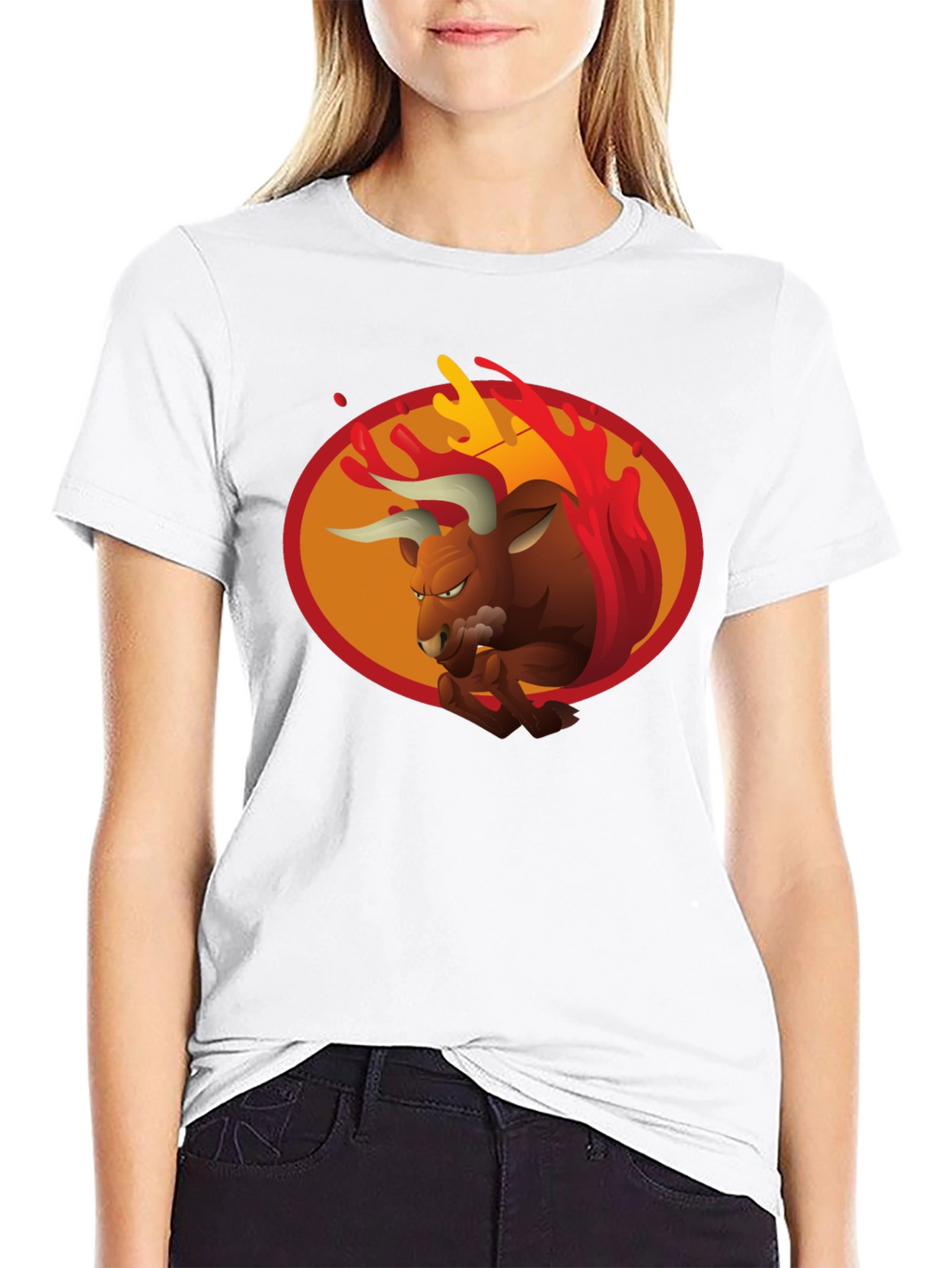 Fiery Bull Graphic Tee - Bold Black T-Shirt