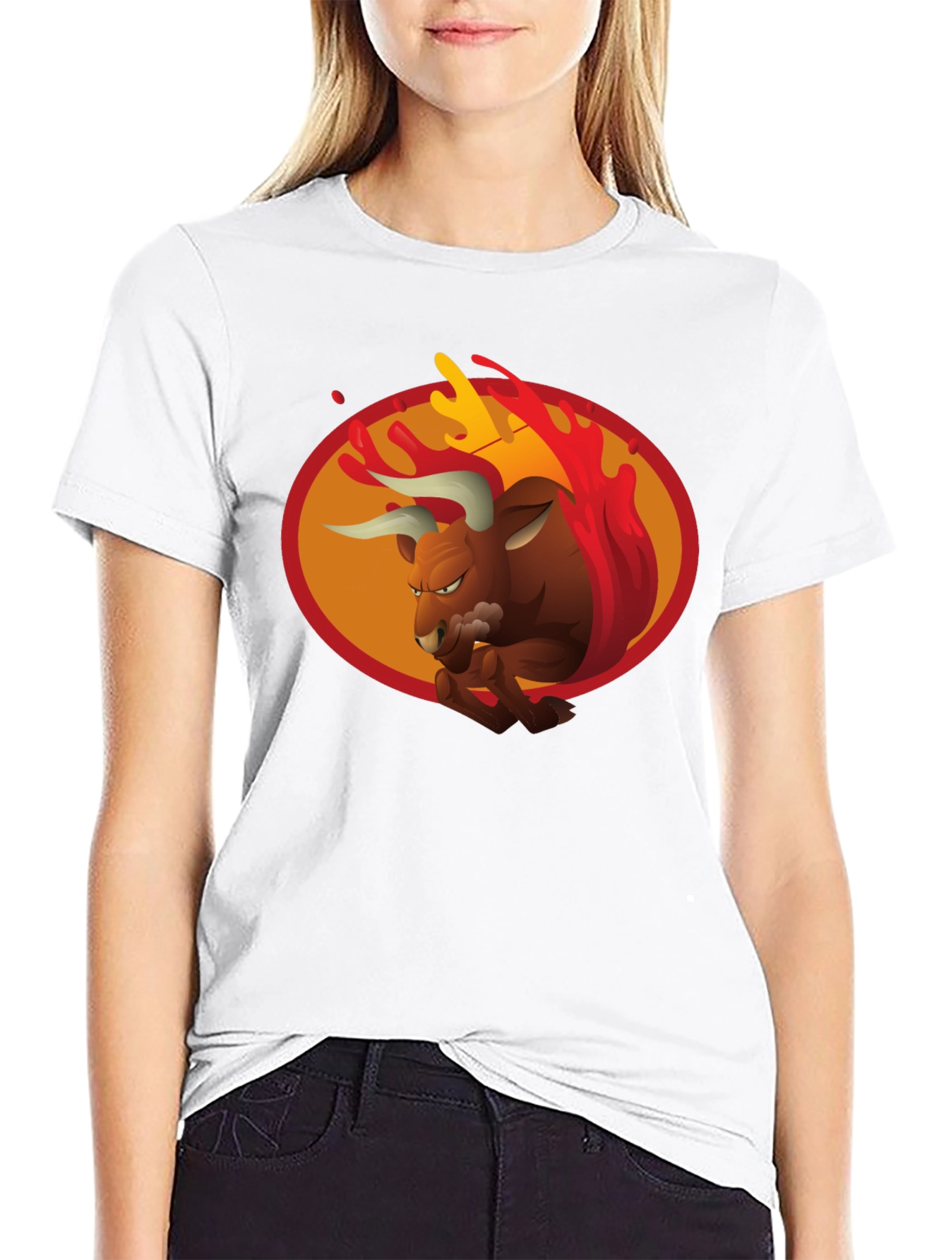 Fiery Bull Graphic Tee - Bold Black T-Shirt