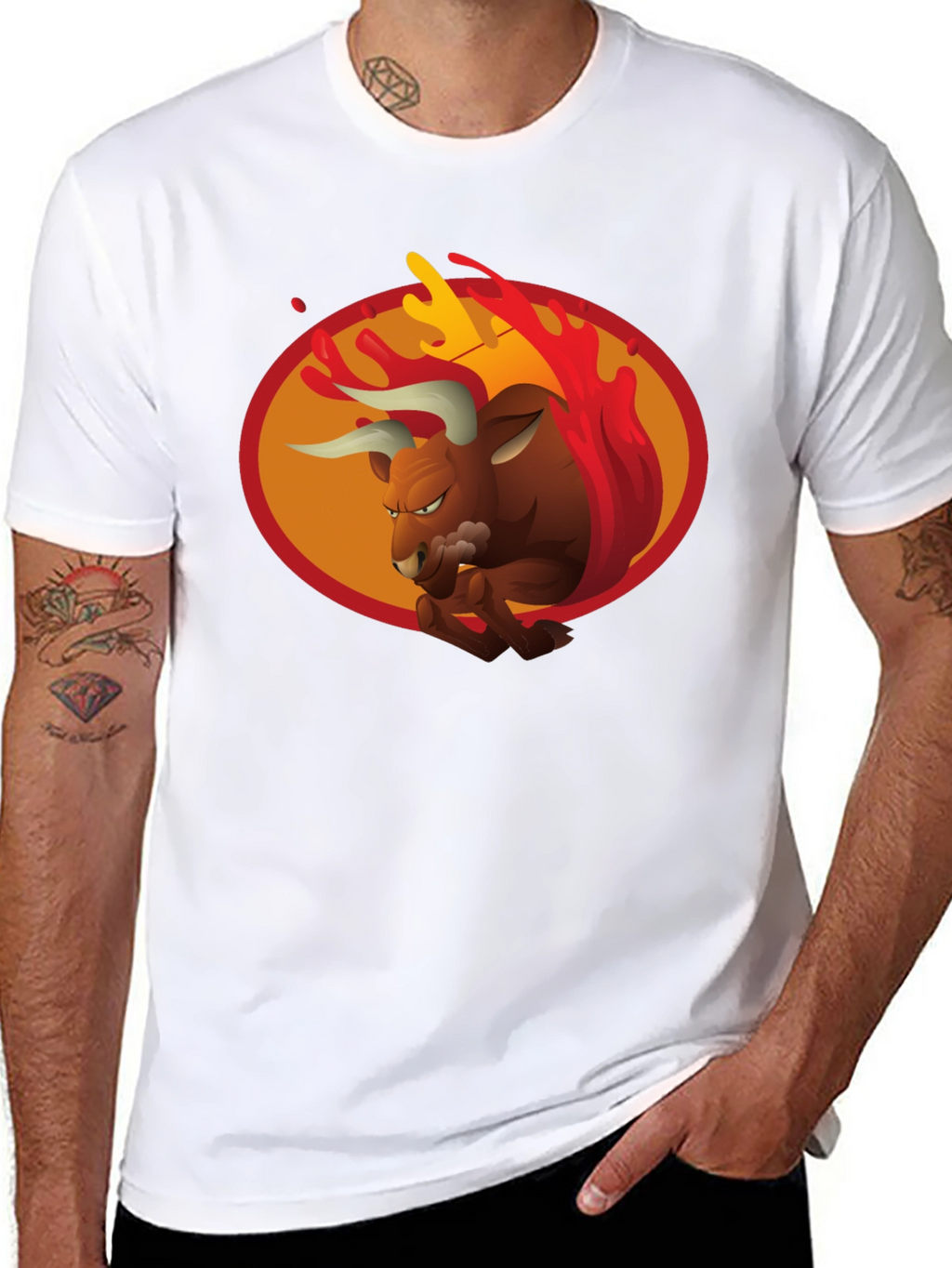 Fiery Bull Graphic Tee - Bold Black T-Shirt