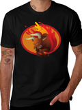 Fiery Bull Graphic Tee - Bold Black T-Shirt