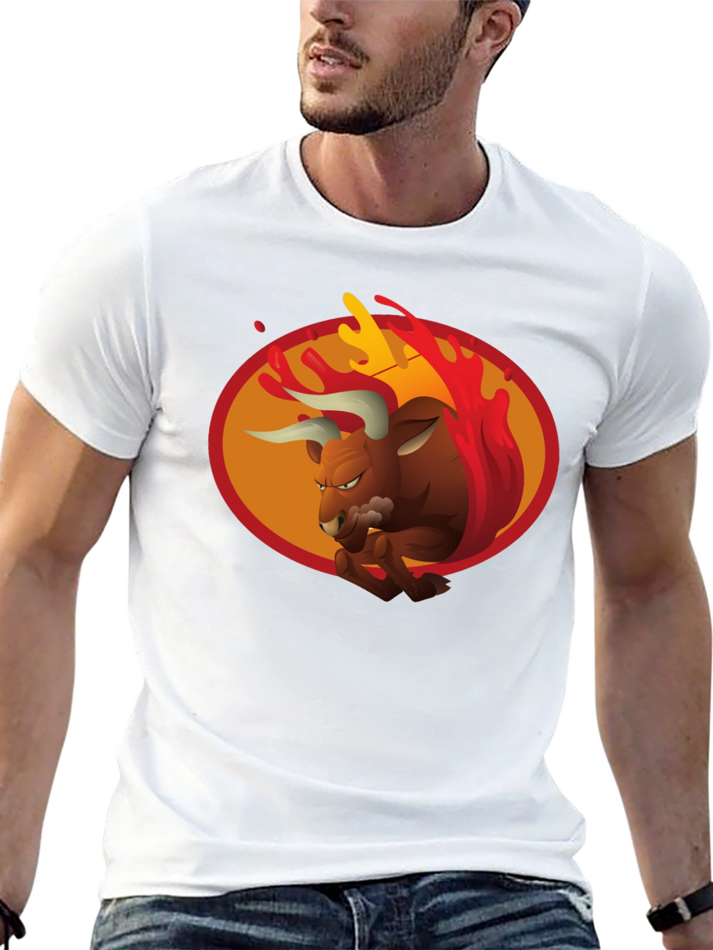 Fiery Bull Graphic Tee - Bold Black T-Shirt