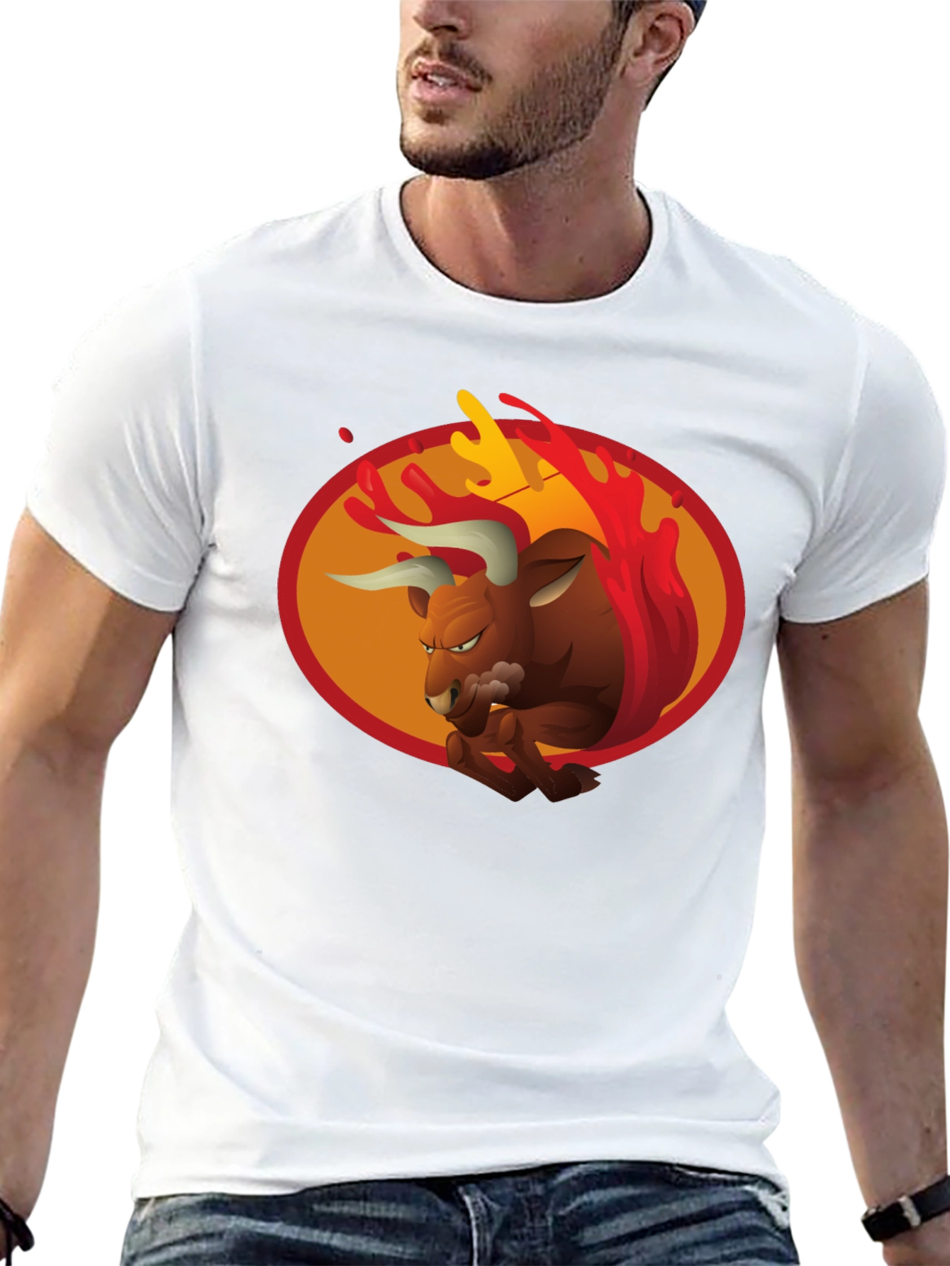 Fiery Bull Graphic Tee - Bold Black T-Shirt