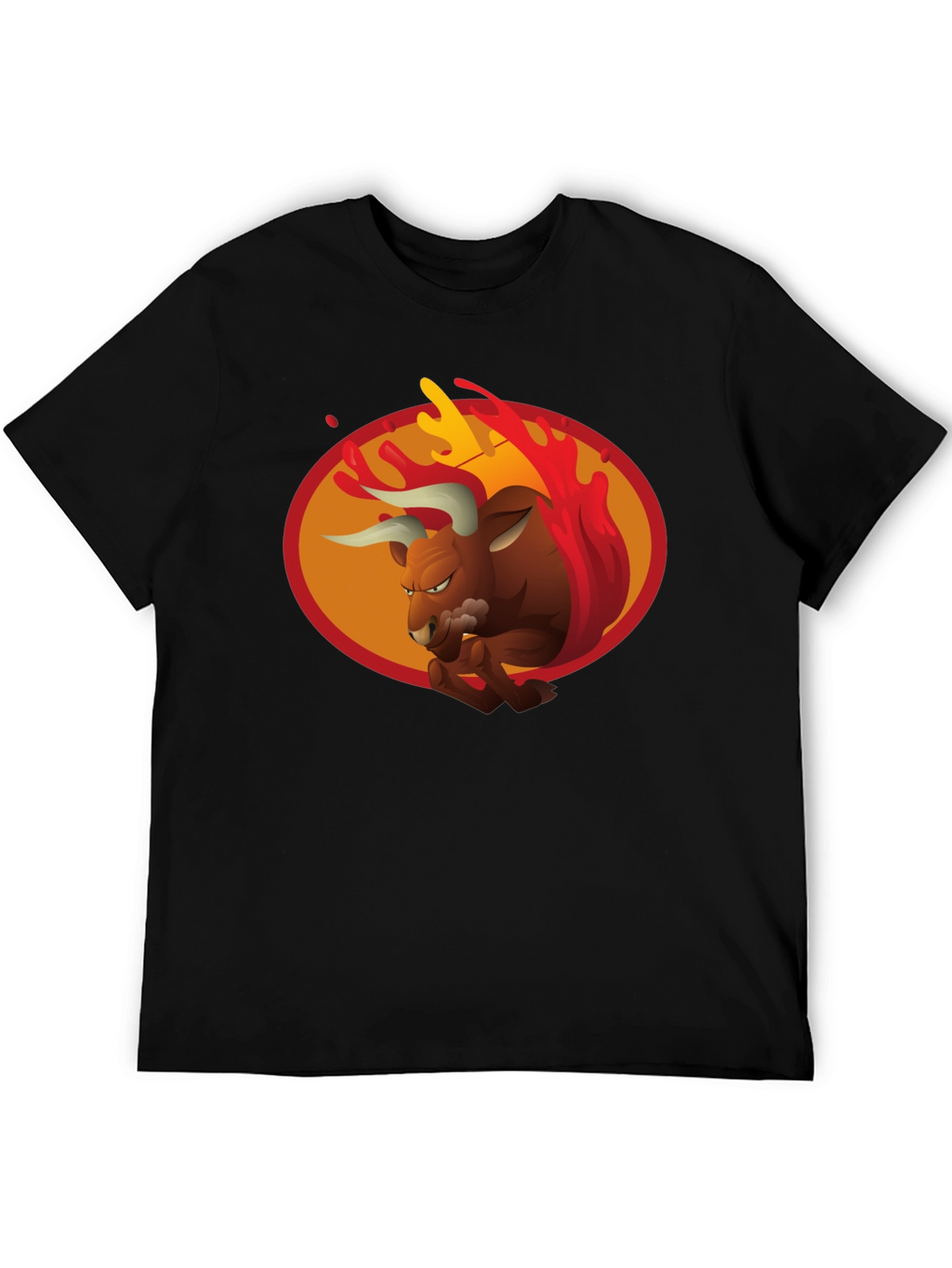 Fiery Bull Graphic Tee - Bold Black T-Shirt