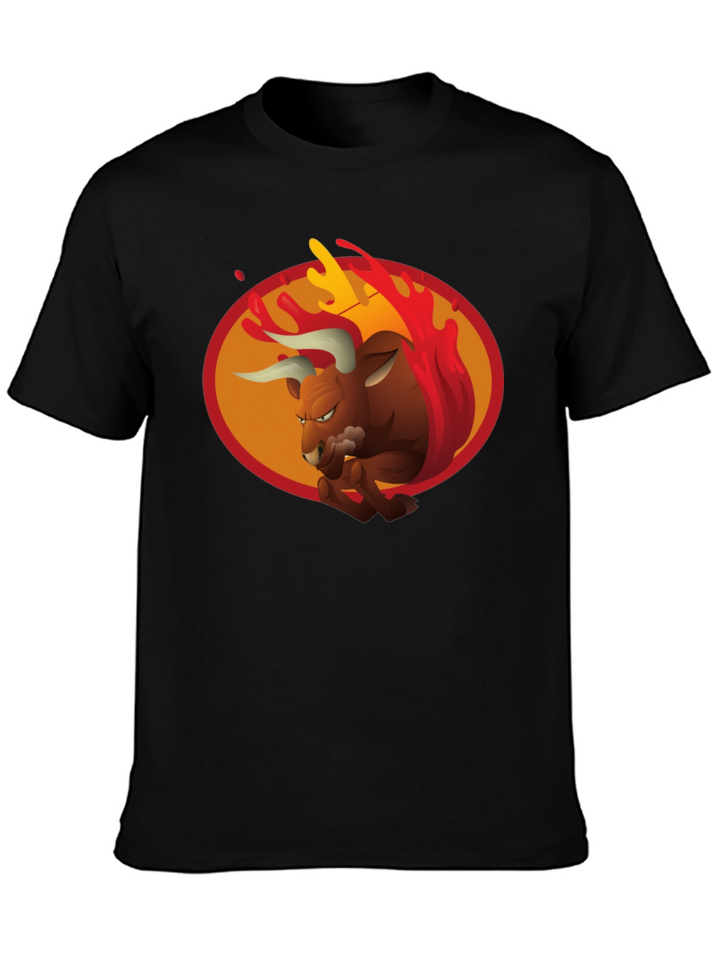 Fiery Bull Graphic Tee - Bold Black T-Shirt