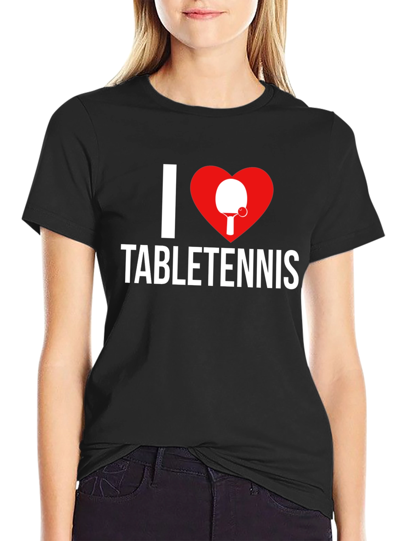 I Heart Table Tennis T-Shirt - Black