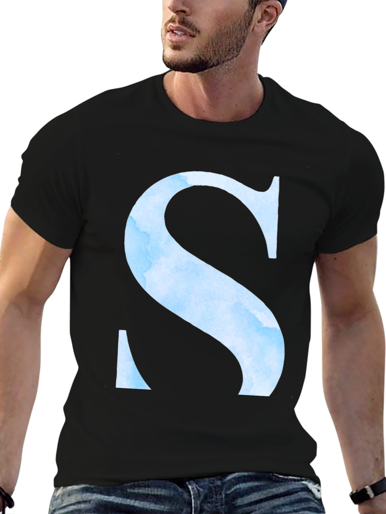Letter S Graphic T-Shirt - Stylish Initial Tee