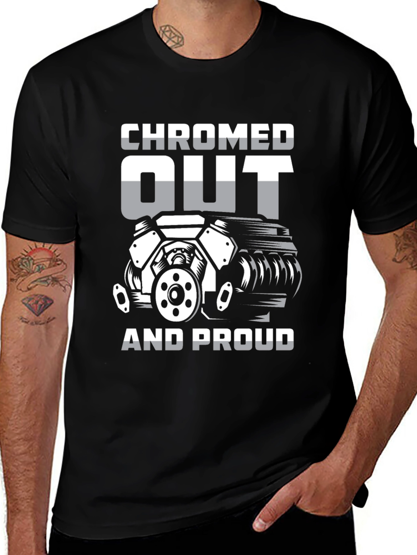 Chromed Out Engine T-Shirt - Mechanic Car Enthusiast Tee