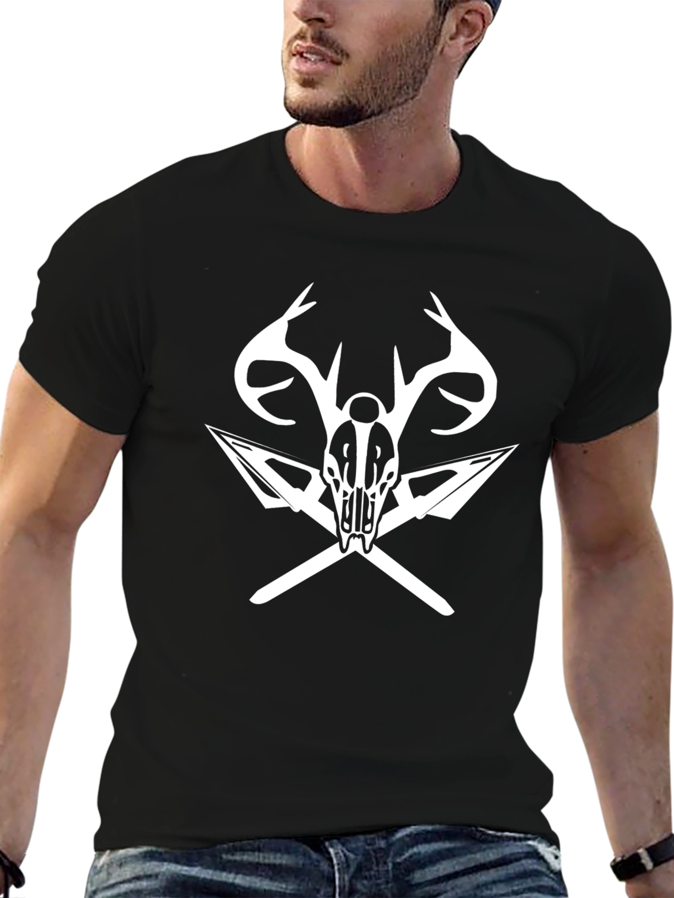 Skull & Arrows Graphic Tee - Black Cotton Blend