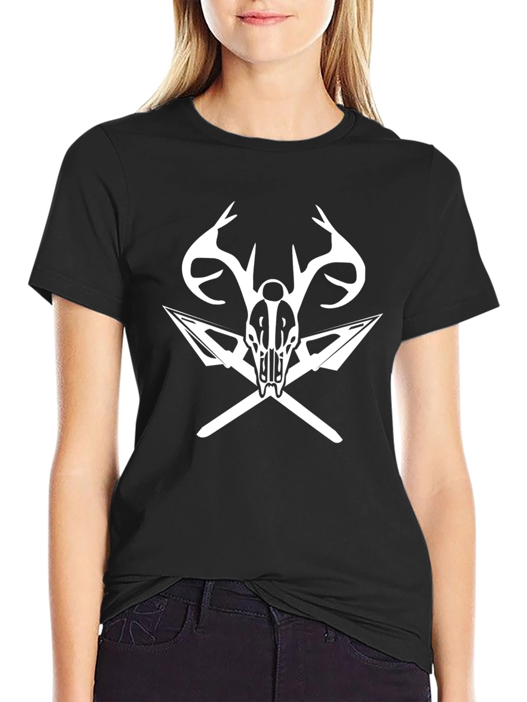 Skull & Arrows Graphic Tee - Black Cotton Blend