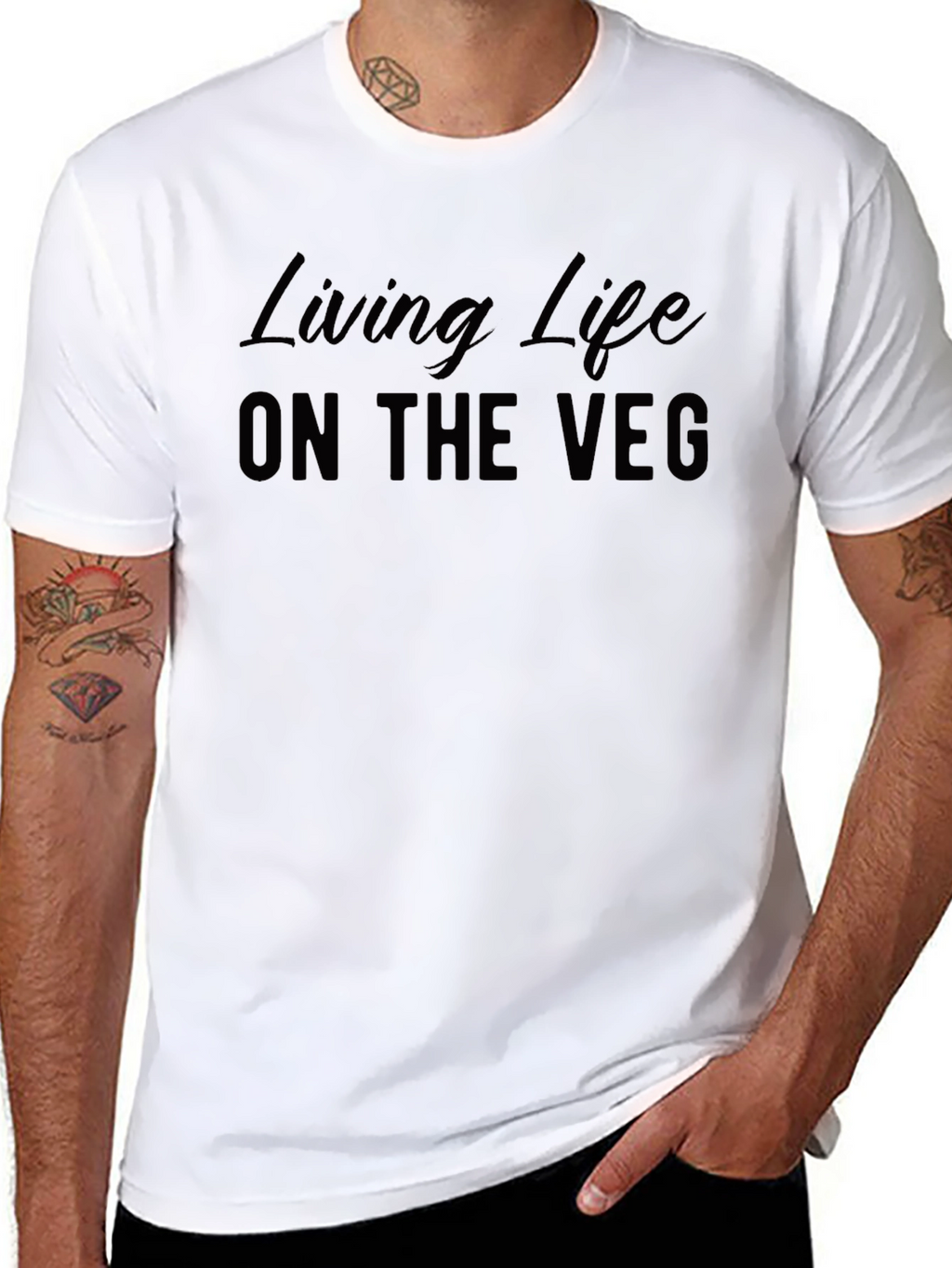 Living Life on the Veg Black Graphic T-Shirt