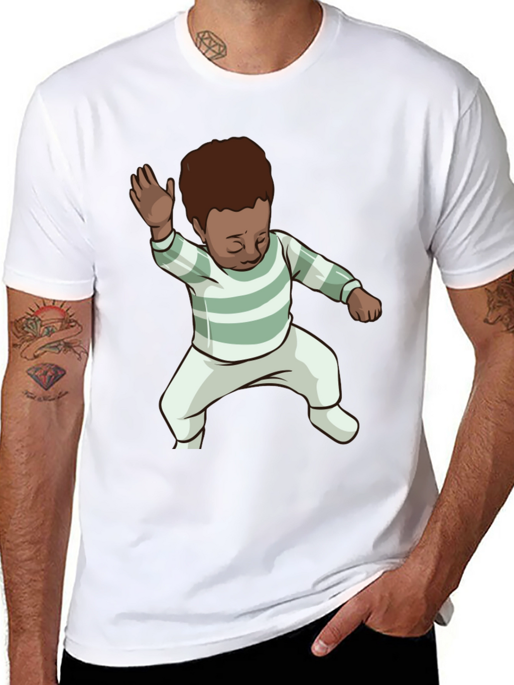 Dancing Baby Graphic Tee - Black Cotton Blend