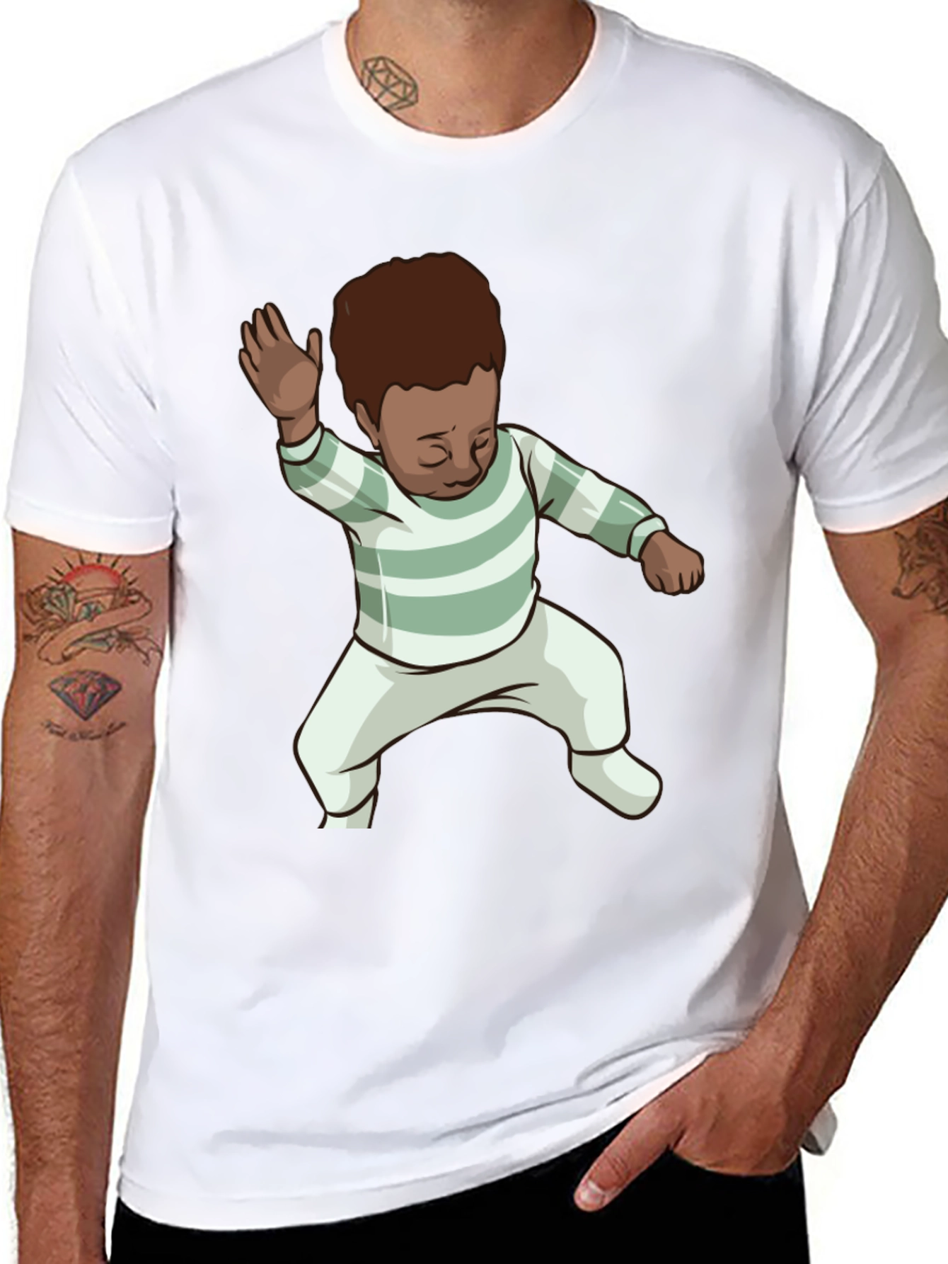 Dancing Baby Graphic Tee - Black Cotton Blend
