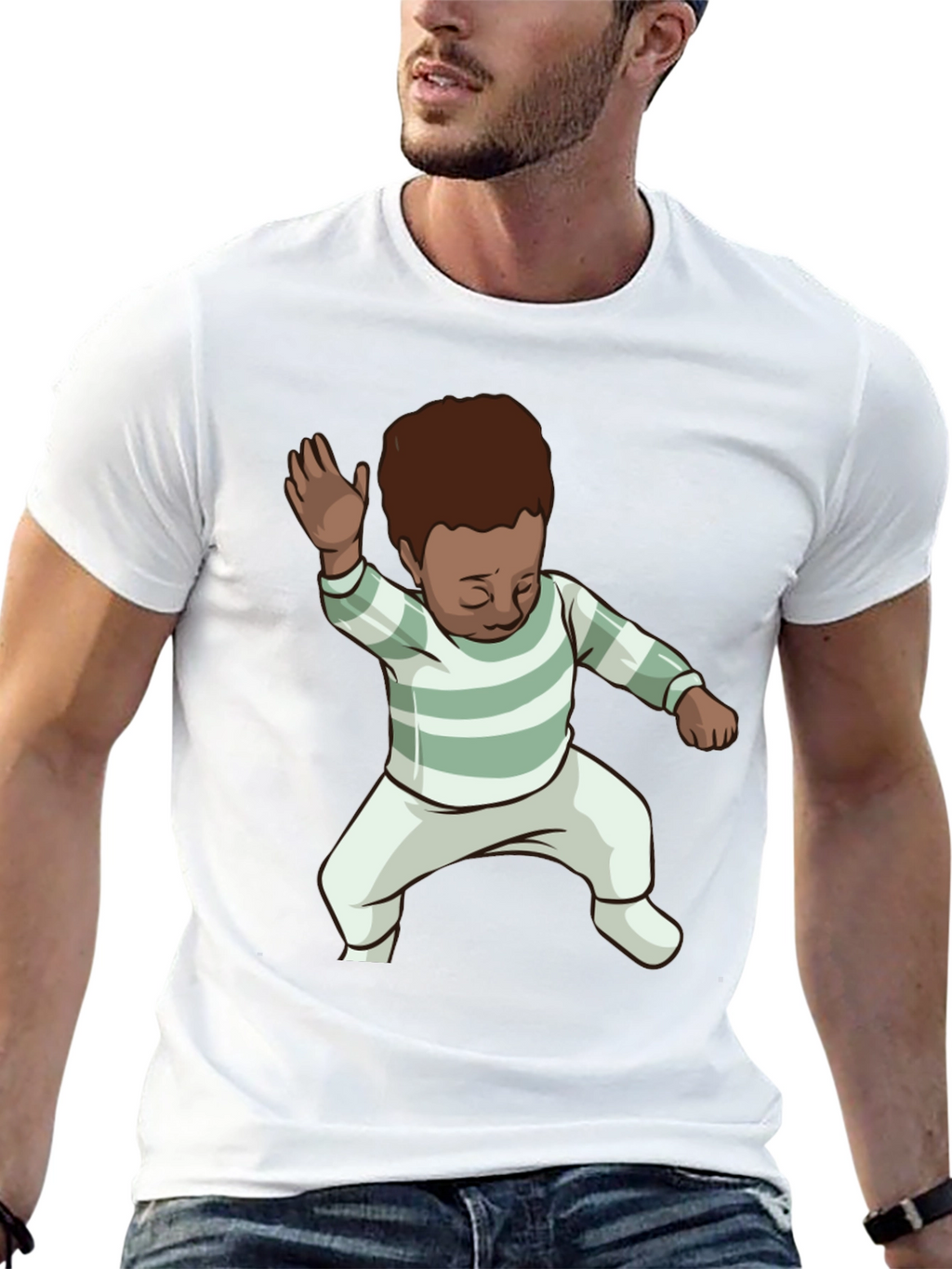 Dancing Baby Graphic Tee - Black Cotton Blend