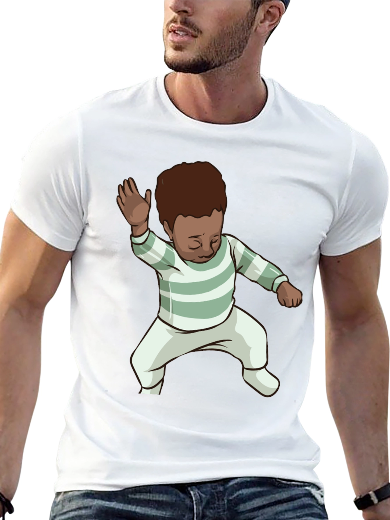 Dancing Baby Graphic Tee - Black Cotton Blend