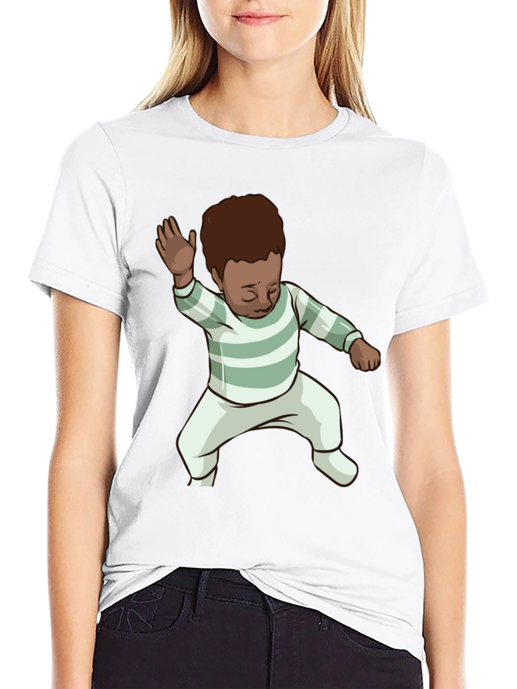 Dancing Baby Graphic Tee - Black Cotton Blend