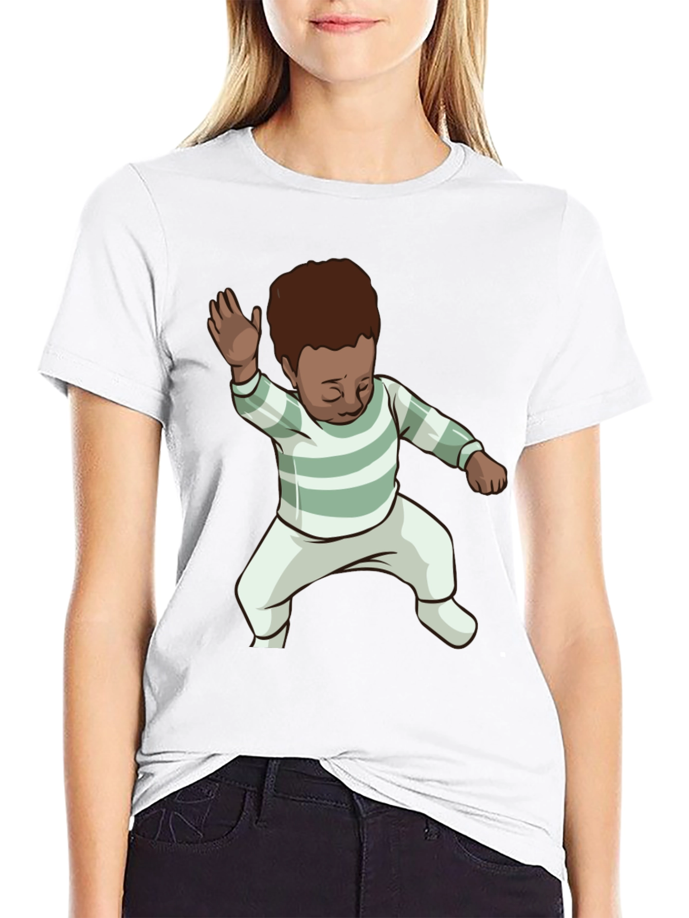 Dancing Baby Graphic Tee - Black Cotton Blend