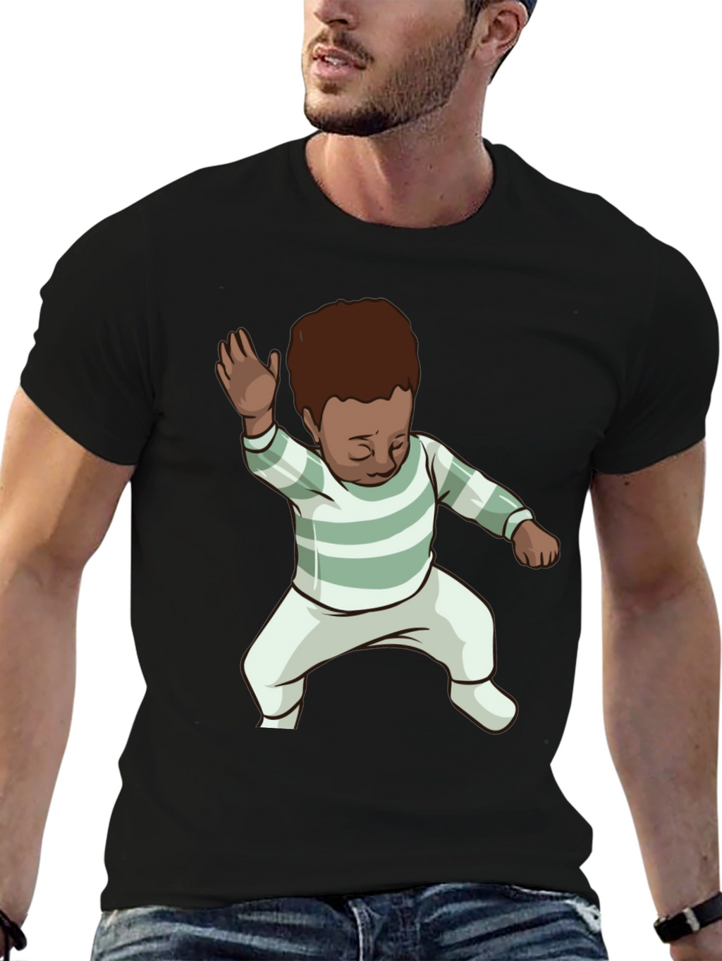 Dancing Baby Graphic Tee - Black Cotton Blend
