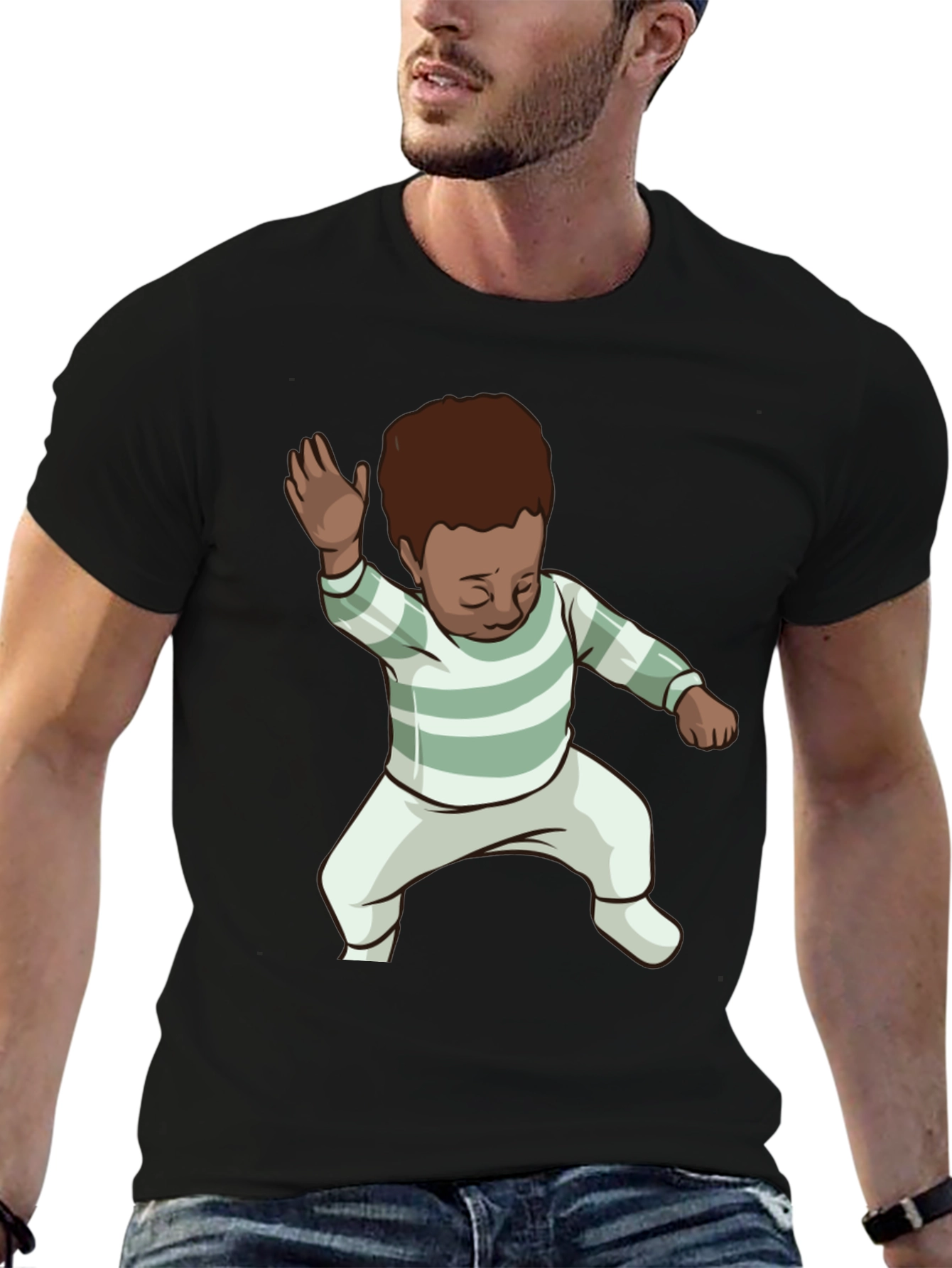 Dancing Baby Graphic Tee - Black Cotton Blend