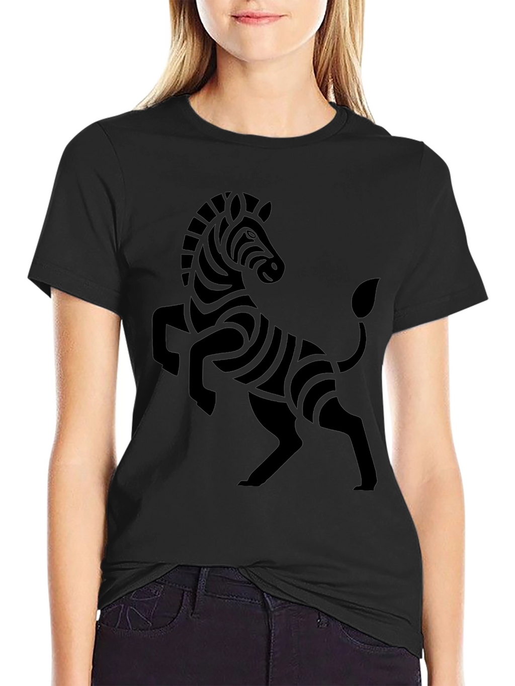Zebra Graphic Print Crew Neck T-Shirt