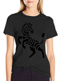 Zebra Graphic Print Crew Neck T-Shirt