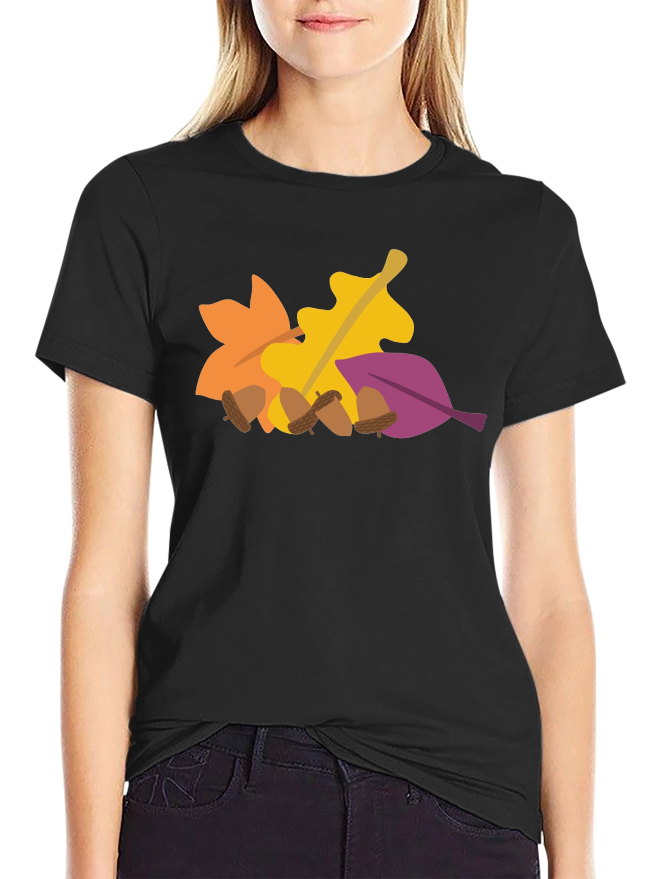 Fall Leaves & Acorns Graphic Tee - Autumn Vibes