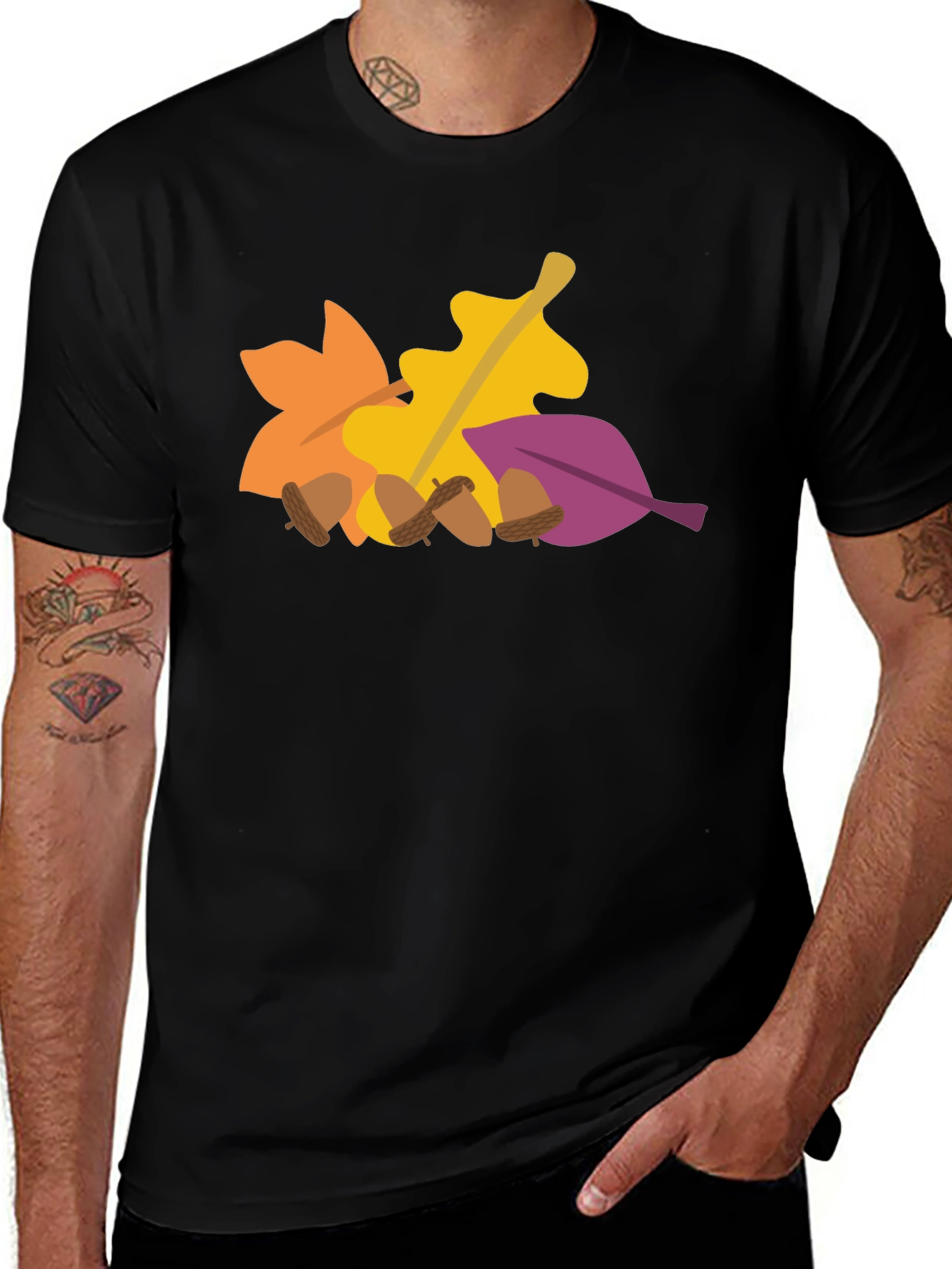 Fall Leaves & Acorns Graphic Tee - Autumn Vibes