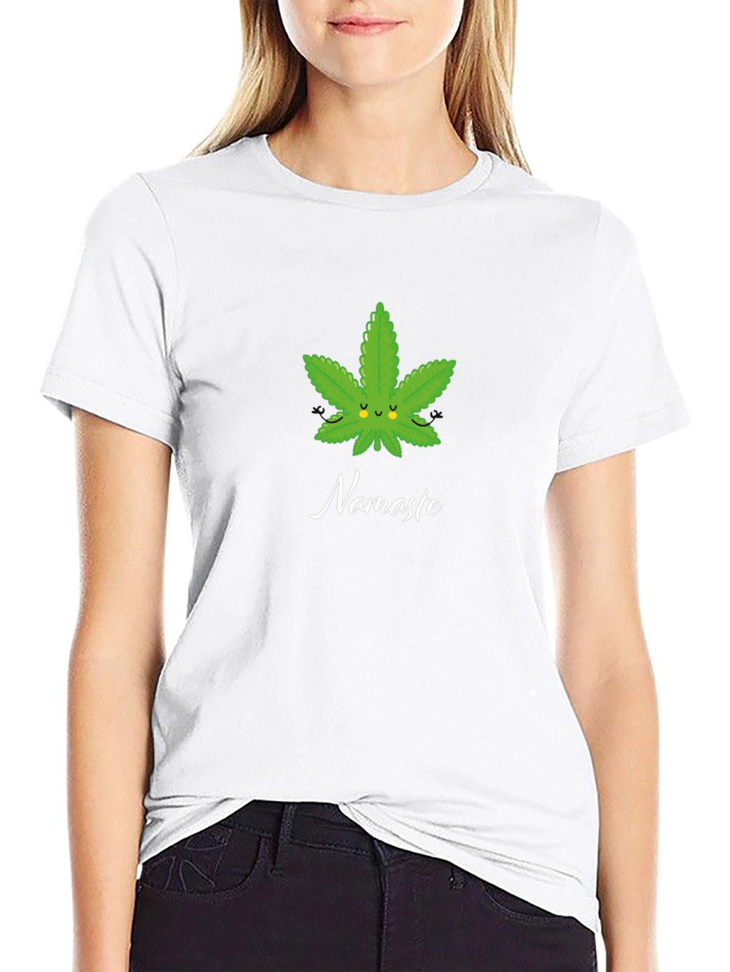 Namaste Weed Leaf Graphic T-Shirt