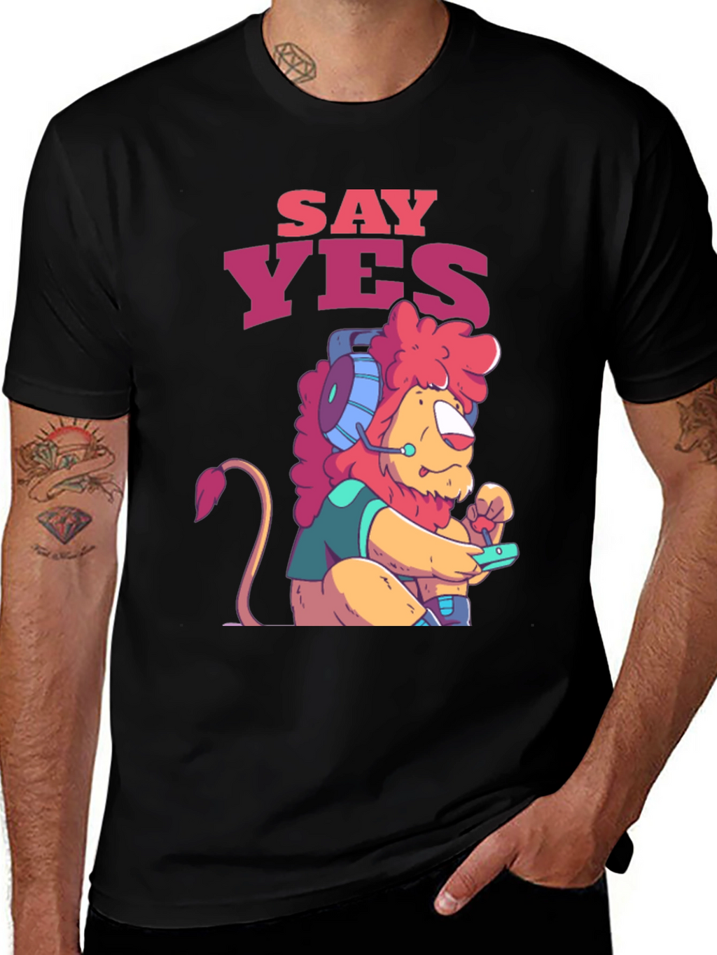 Say Yes Gaming Lion Graphic Tee - Unisex T-Shirt