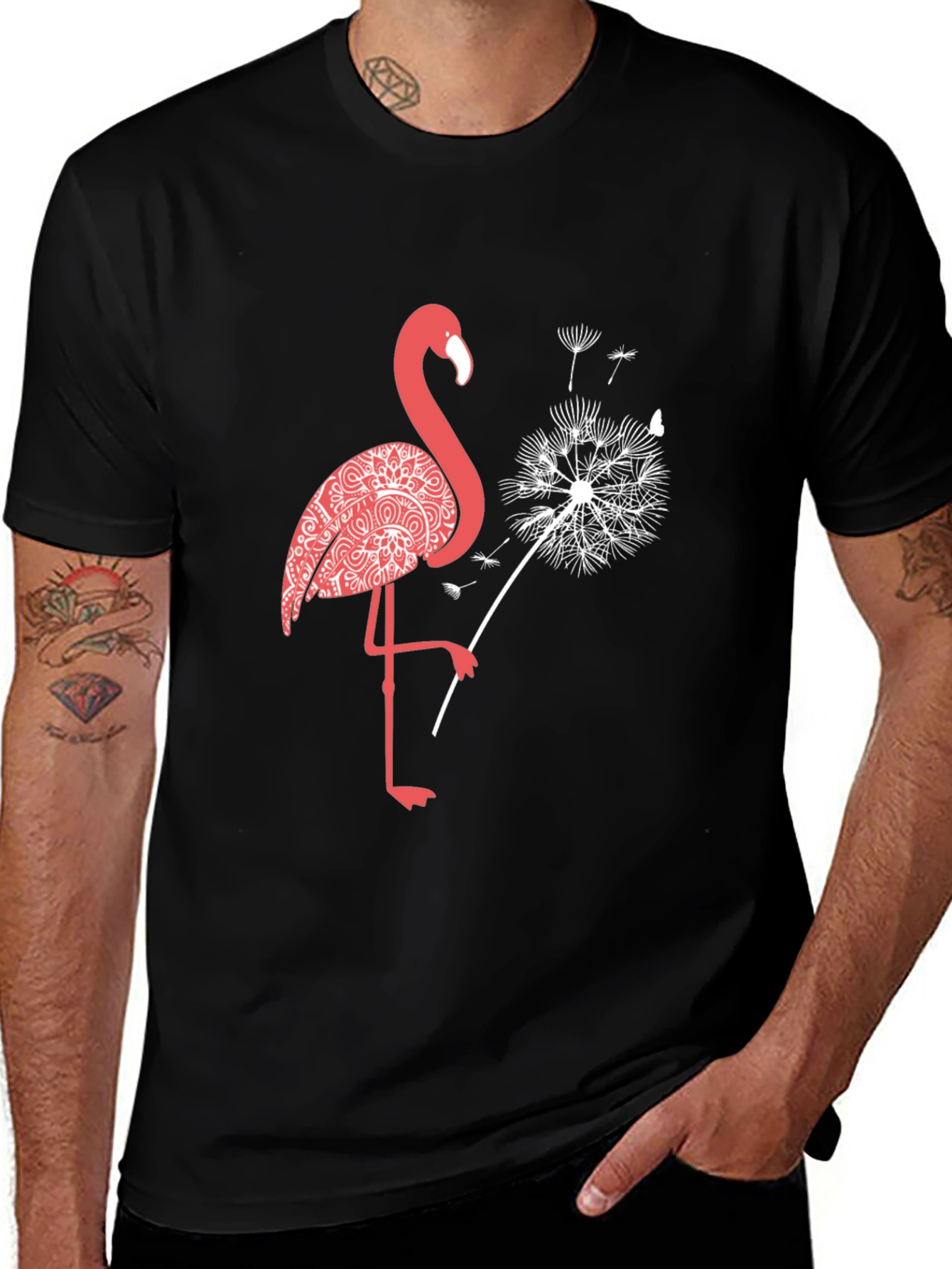 Flamingo Dandelion Graphic Tee - Stylish Comfort