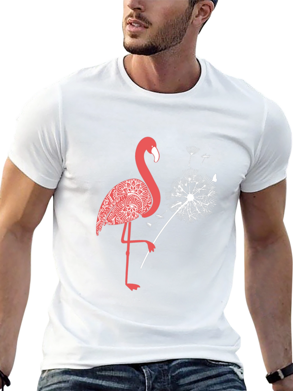 Flamingo Dandelion Graphic Tee - Stylish Comfort