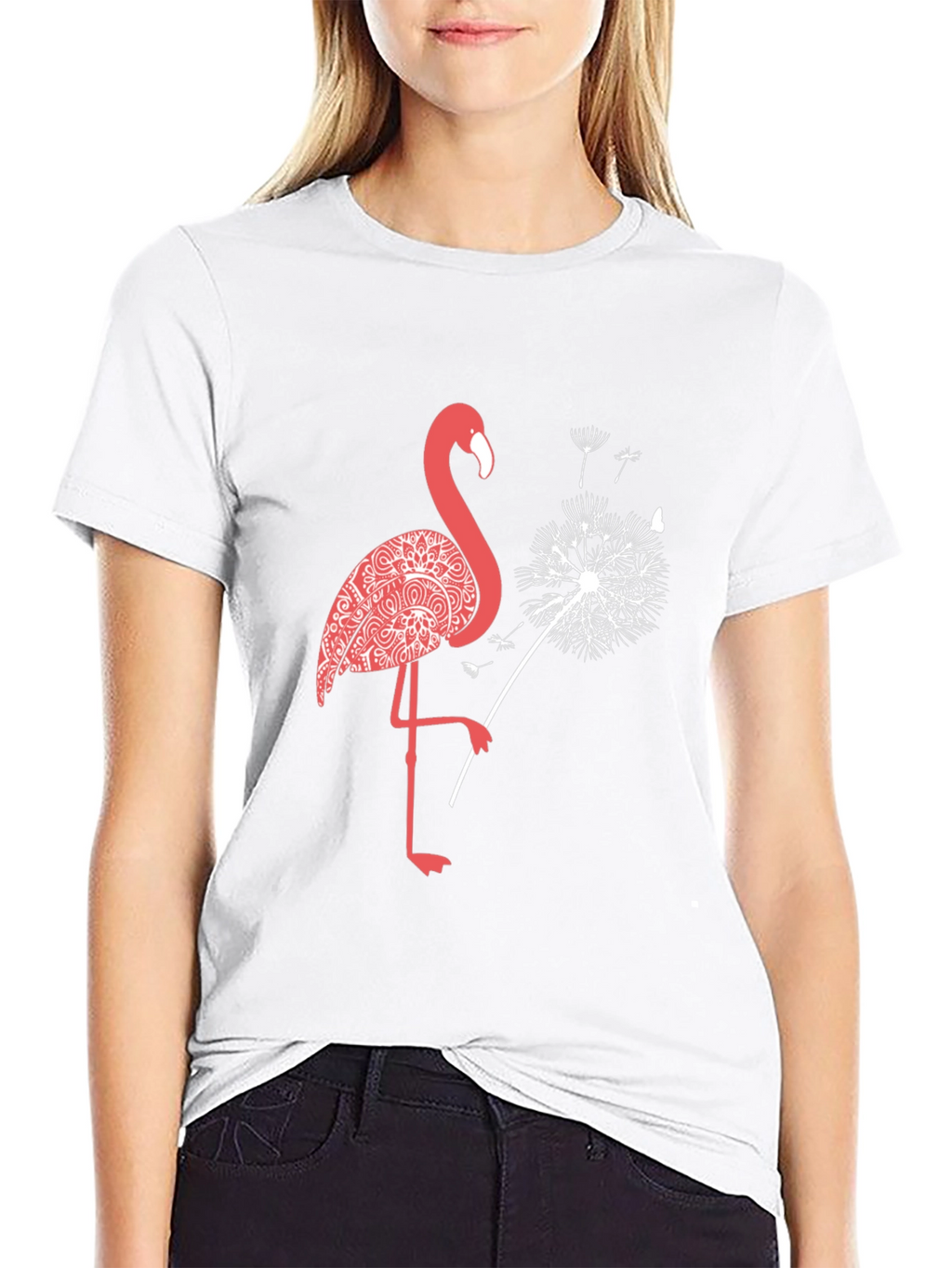 Flamingo Dandelion Graphic Tee - Stylish Comfort