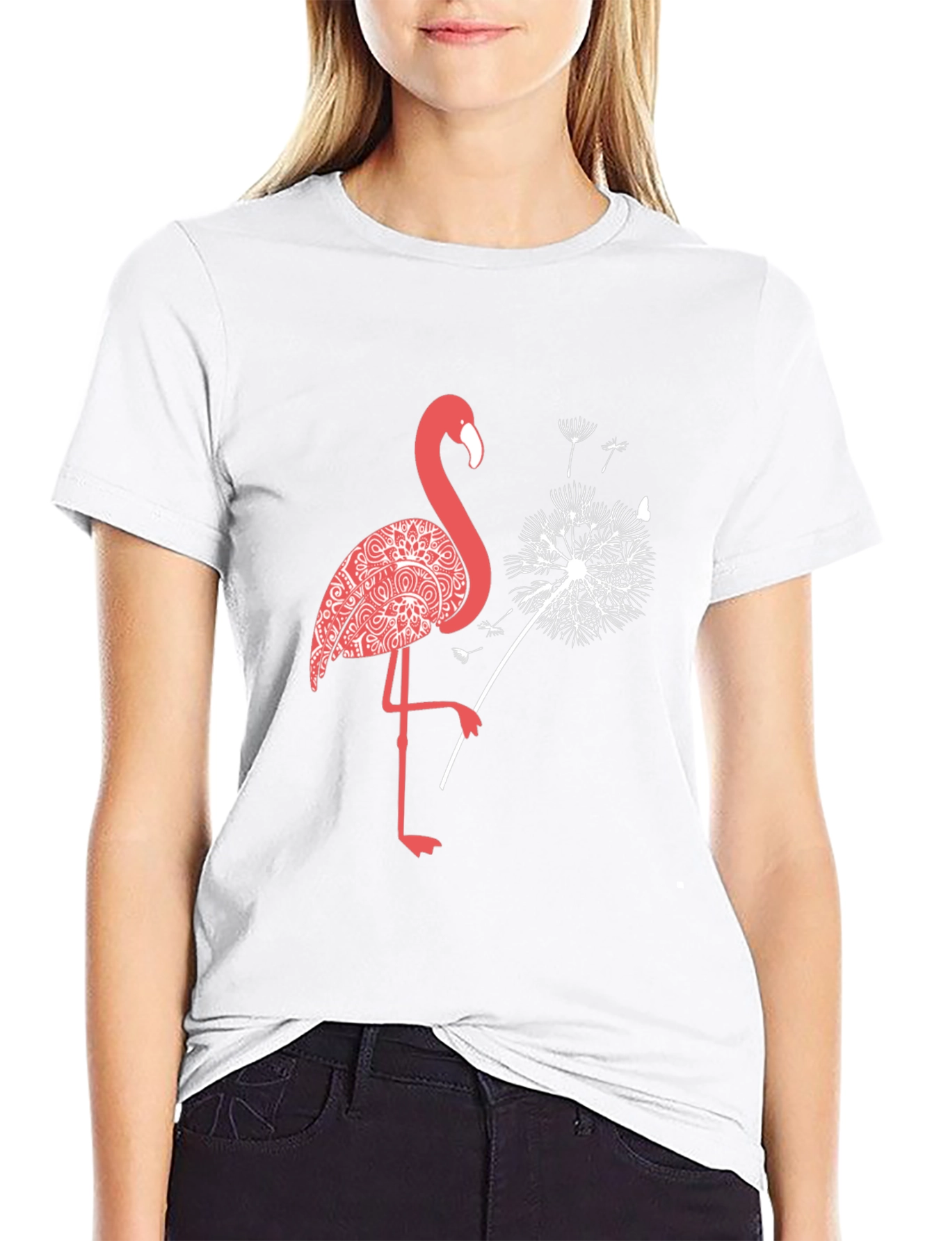 Flamingo Dandelion Graphic Tee - Stylish Comfort