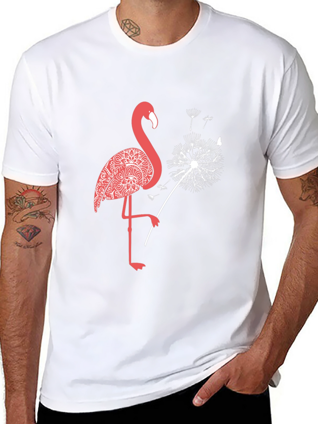 Flamingo Dandelion Graphic Tee - Stylish Comfort
