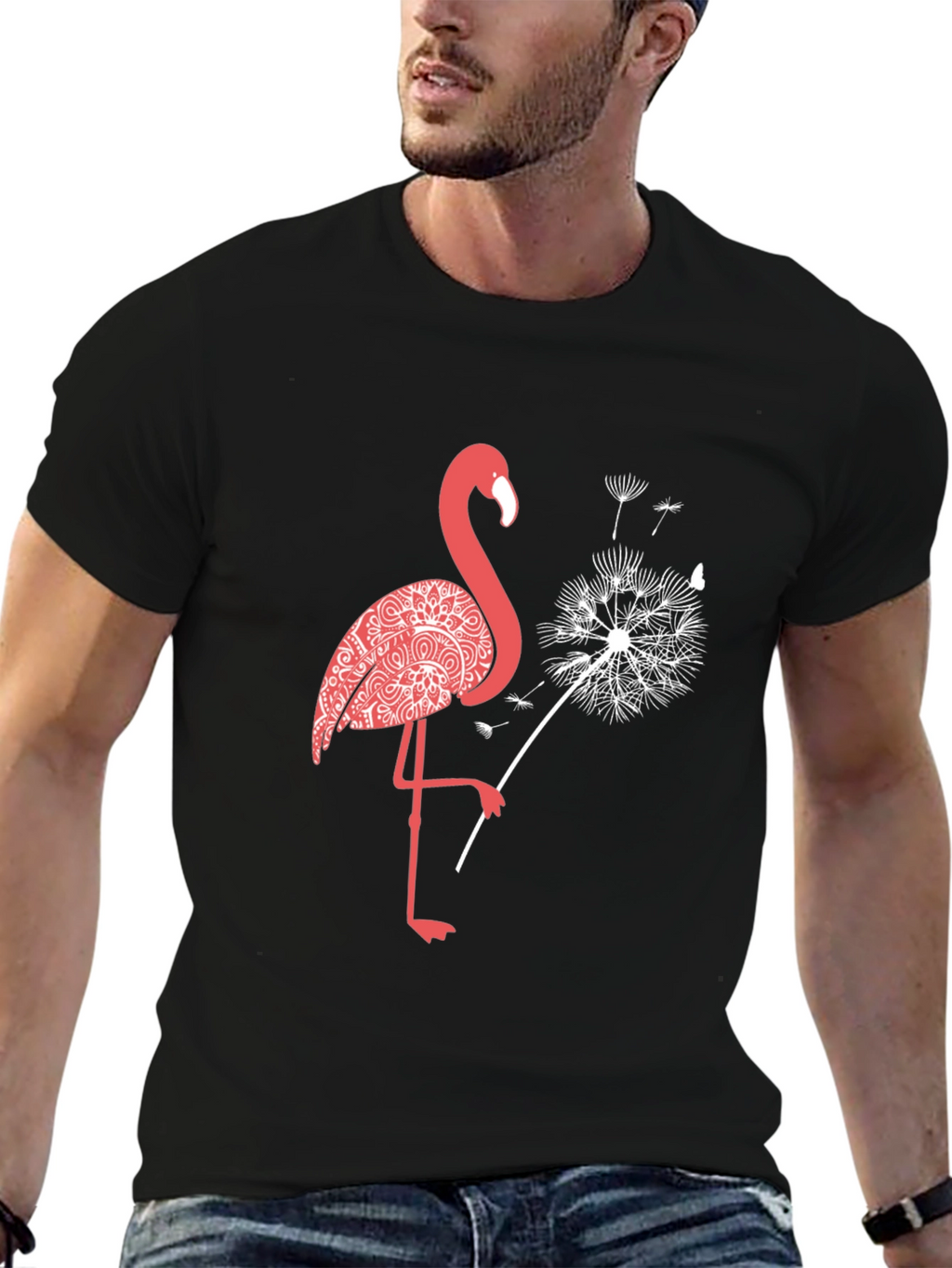Flamingo Dandelion Graphic Tee - Stylish Comfort