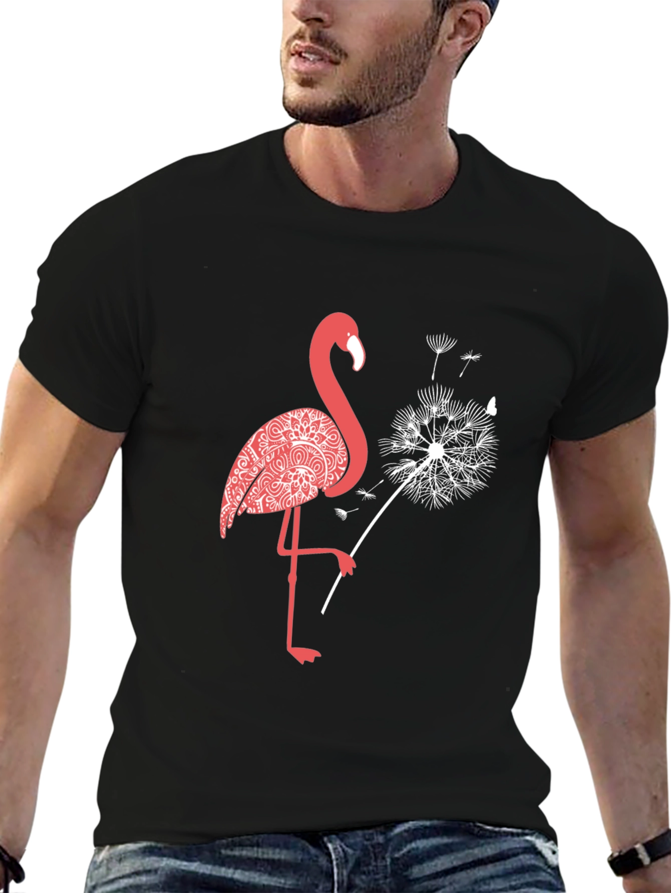 Flamingo Dandelion Graphic Tee - Stylish Comfort