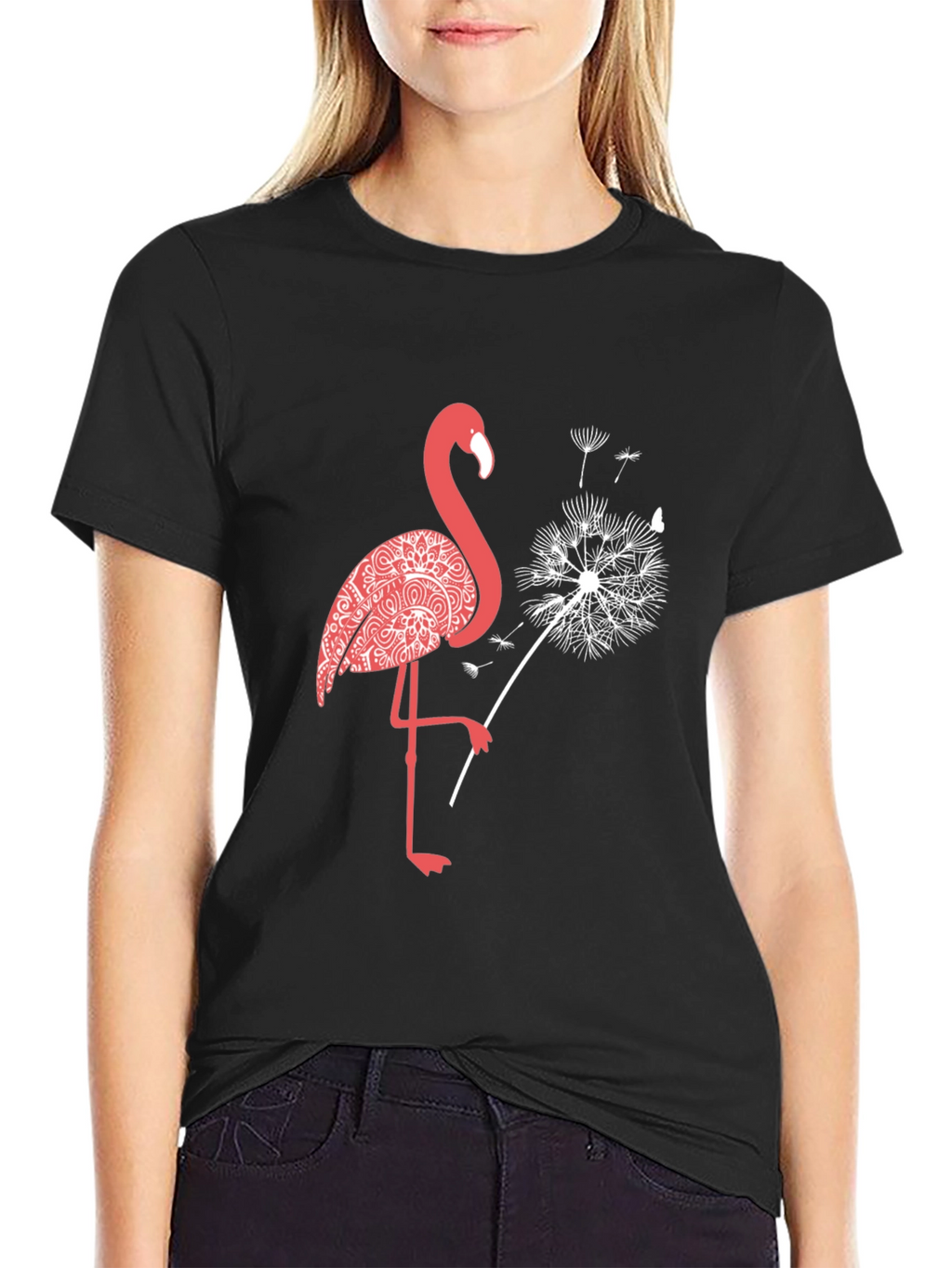Flamingo Dandelion Graphic Tee - Stylish Comfort
