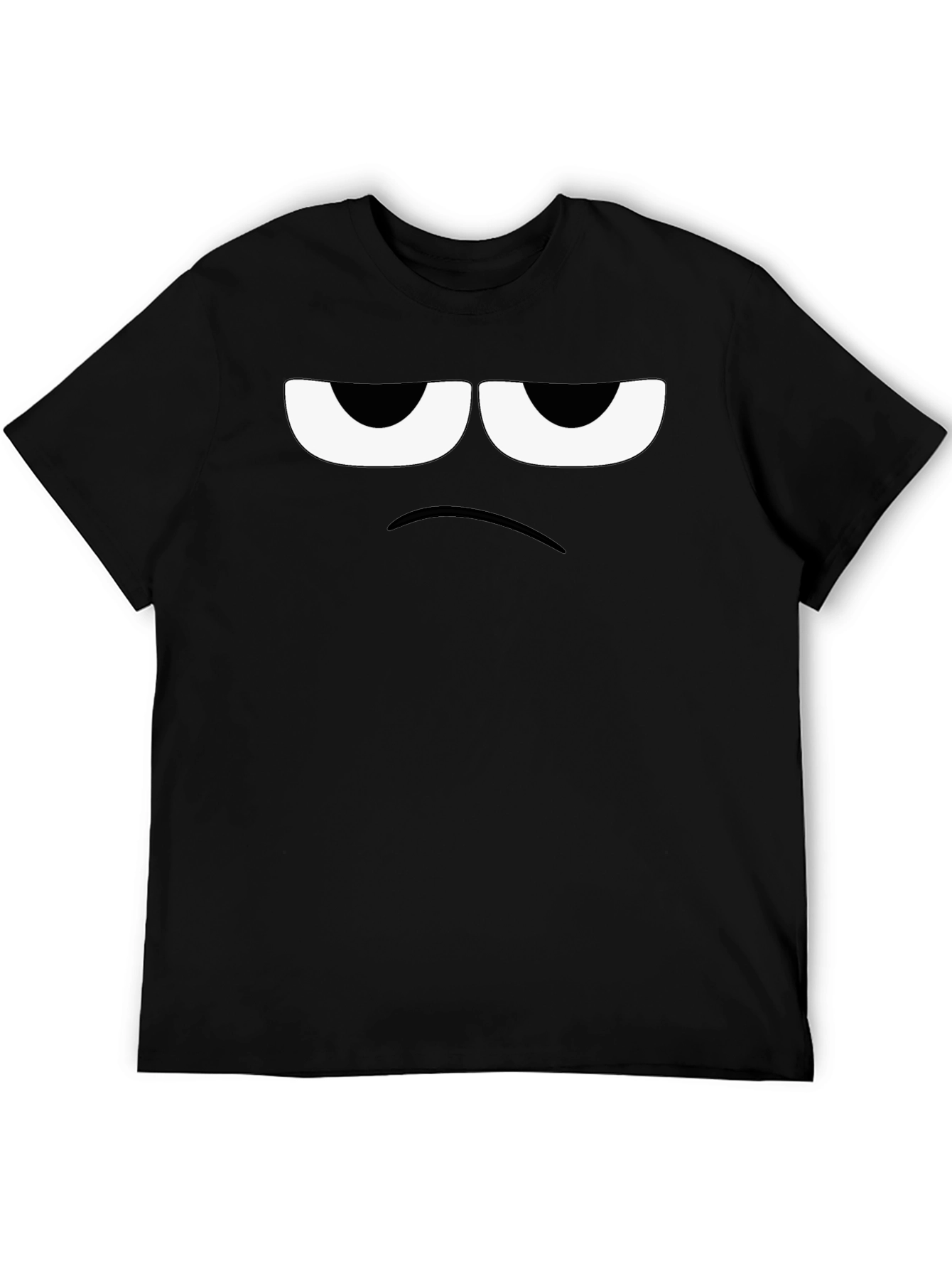 Grumpy Face Graphic Tee - Black Cotton T-Shirt