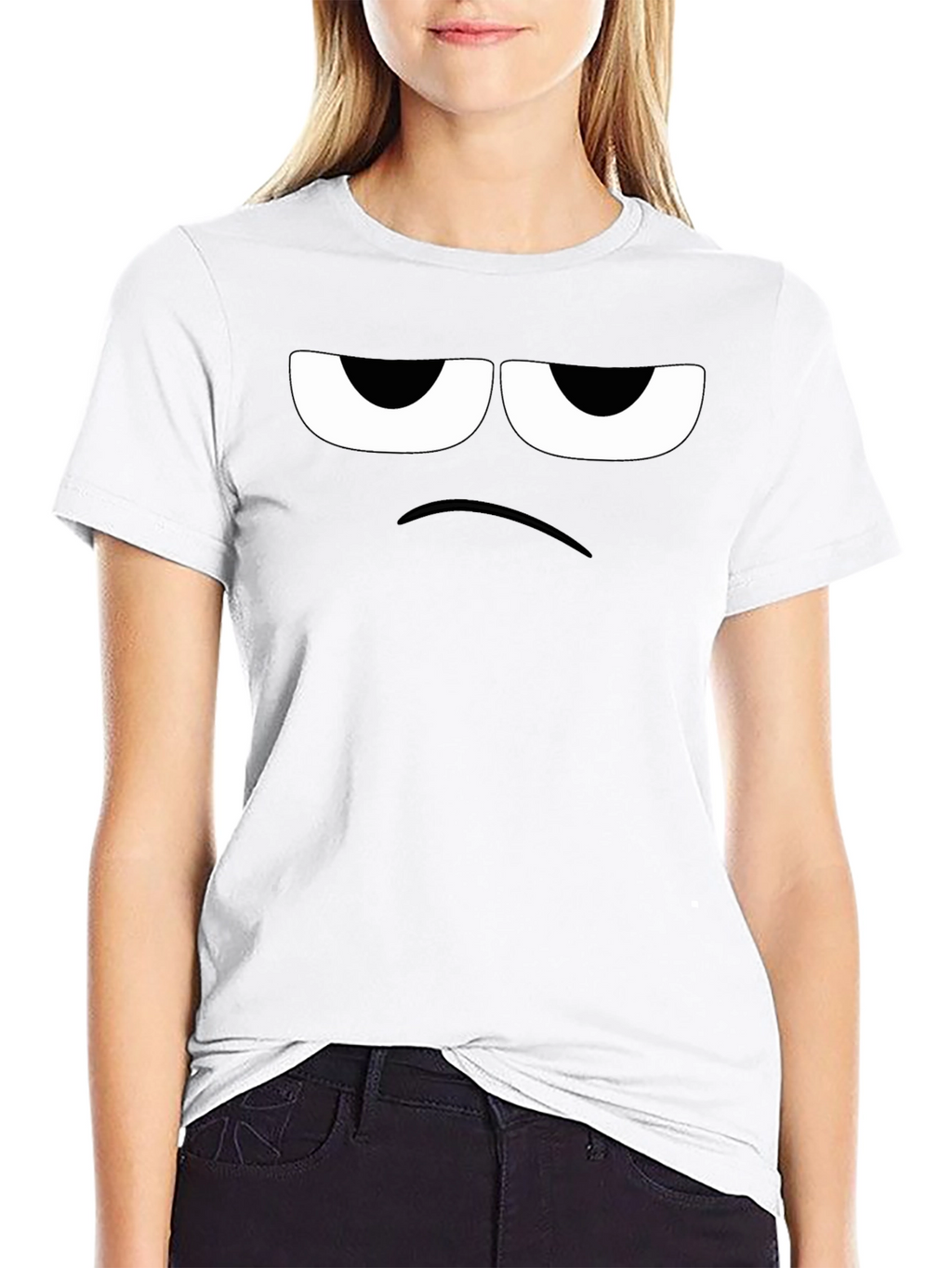 Grumpy Face Graphic Tee - Black Cotton T-Shirt
